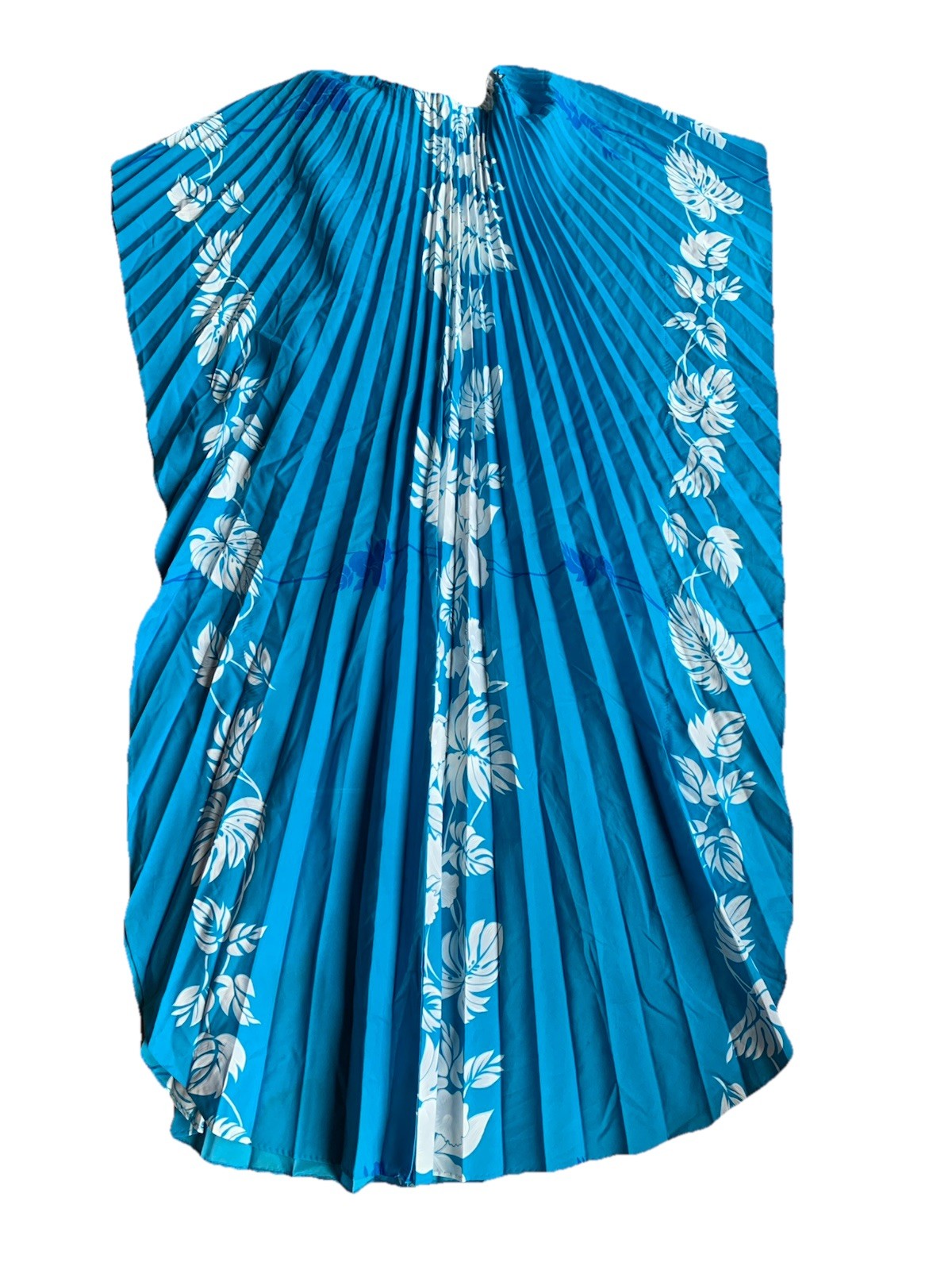 VTG Resort Line Hawaii BLUE Accordion Pleated Muumuu Hawaiian Caftan Dress OS