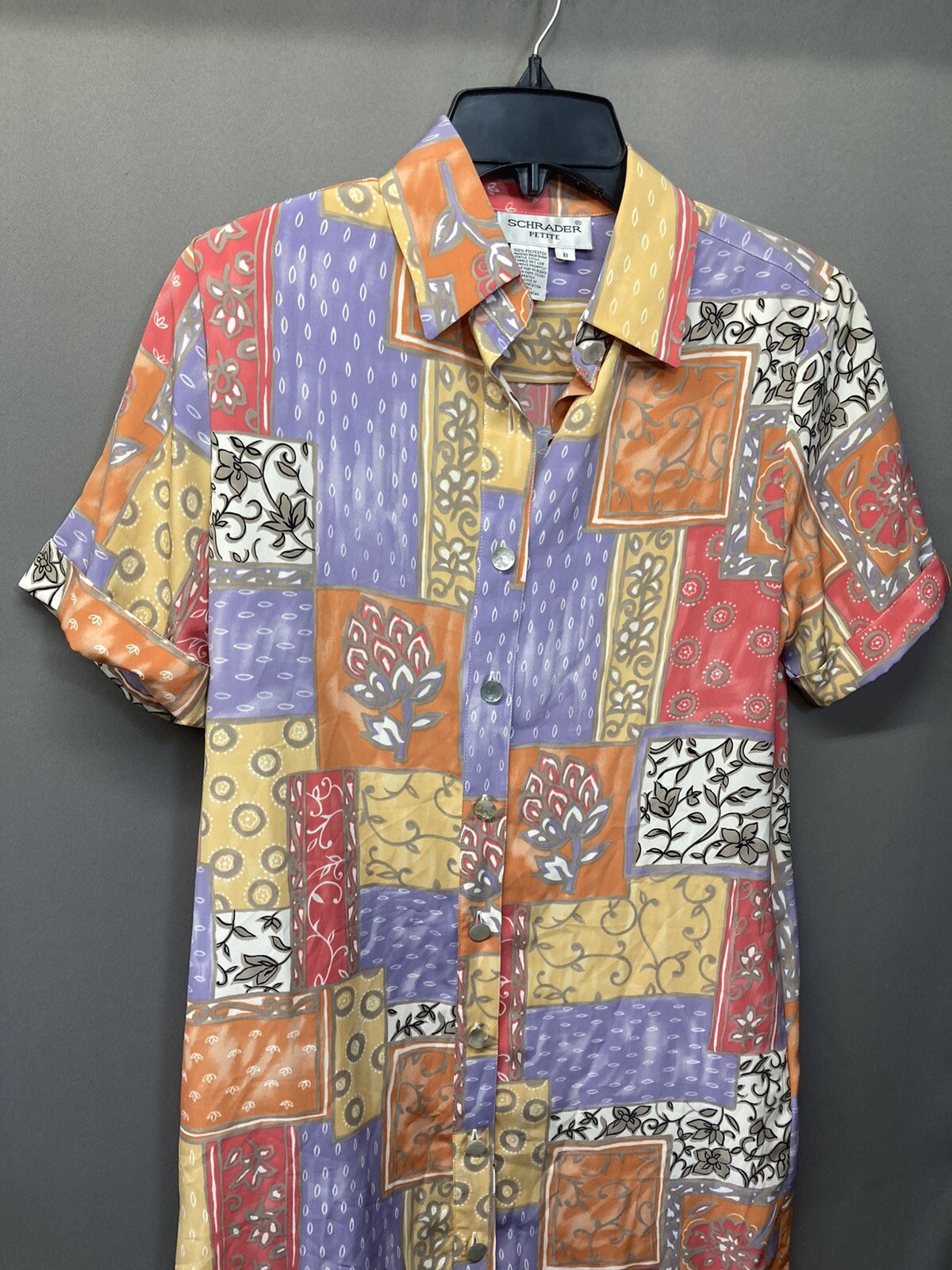 Vintage Shrader Womens 6P Shirt Dress Colorblock Button Up Academia Secretary