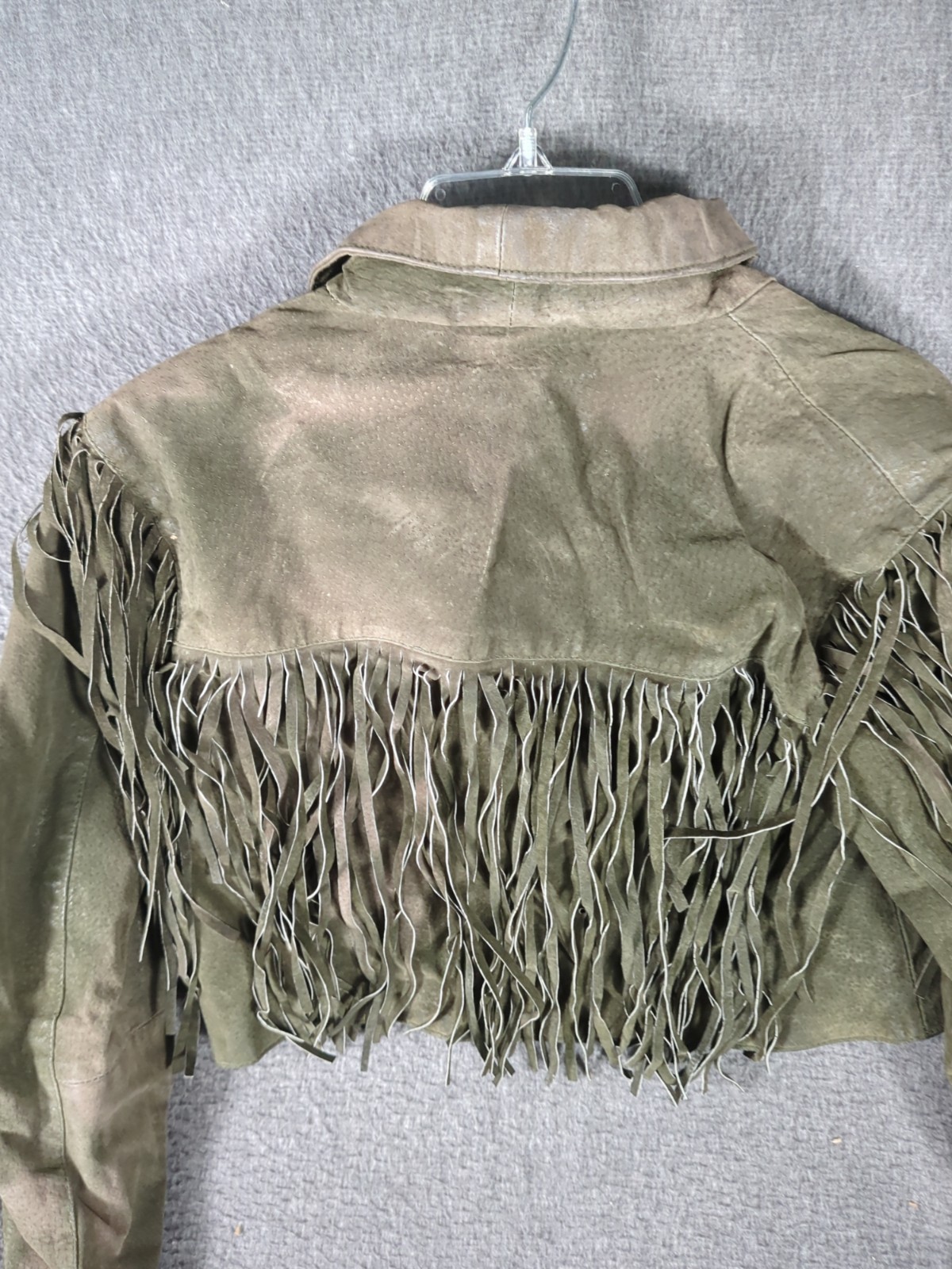Vtg 70s 80s Santa Fe Suede Leather Cropped FRINGE Jacket Western Sz M