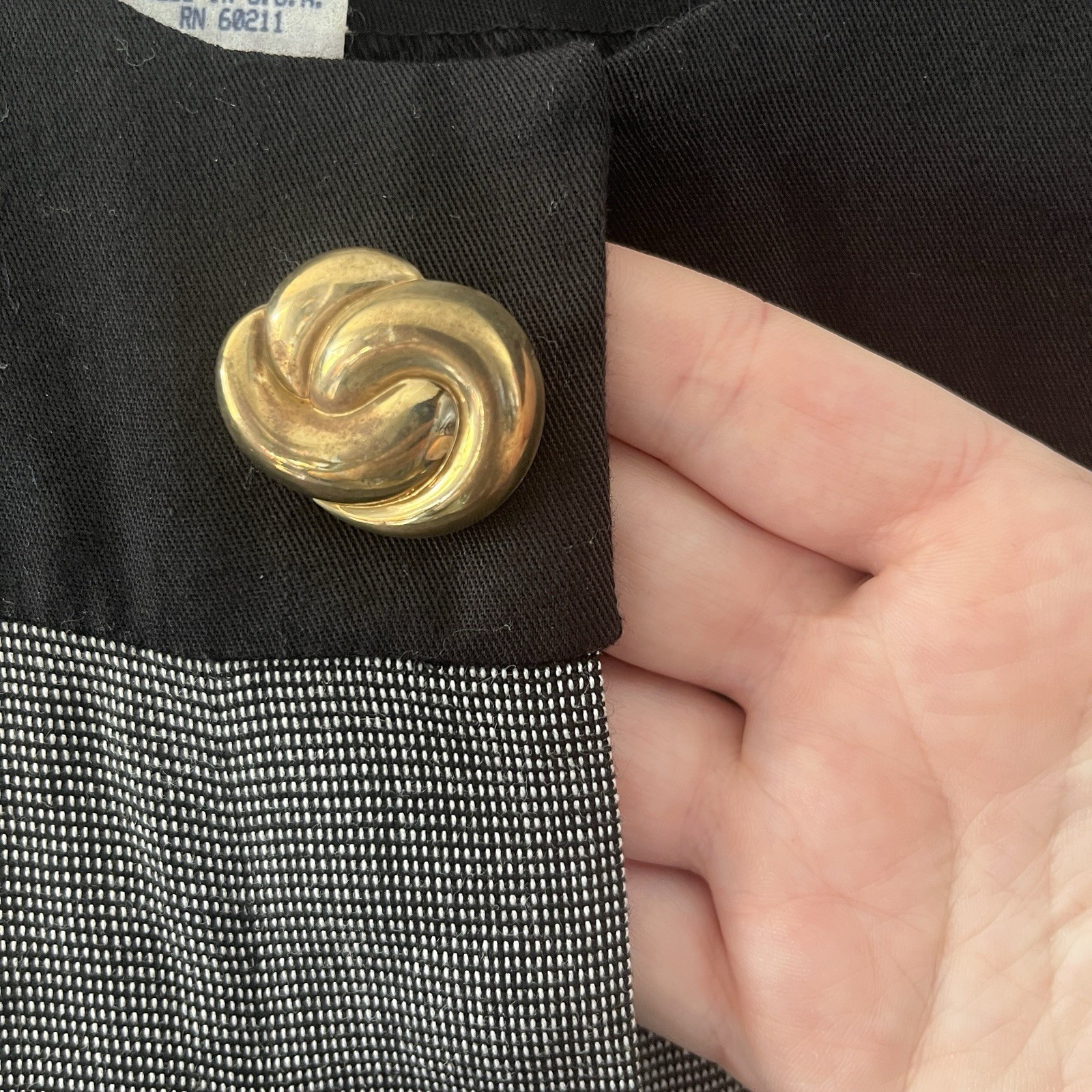 Vintage 80s Katie Gray Dress Button Front Secretary Neutral Work Office