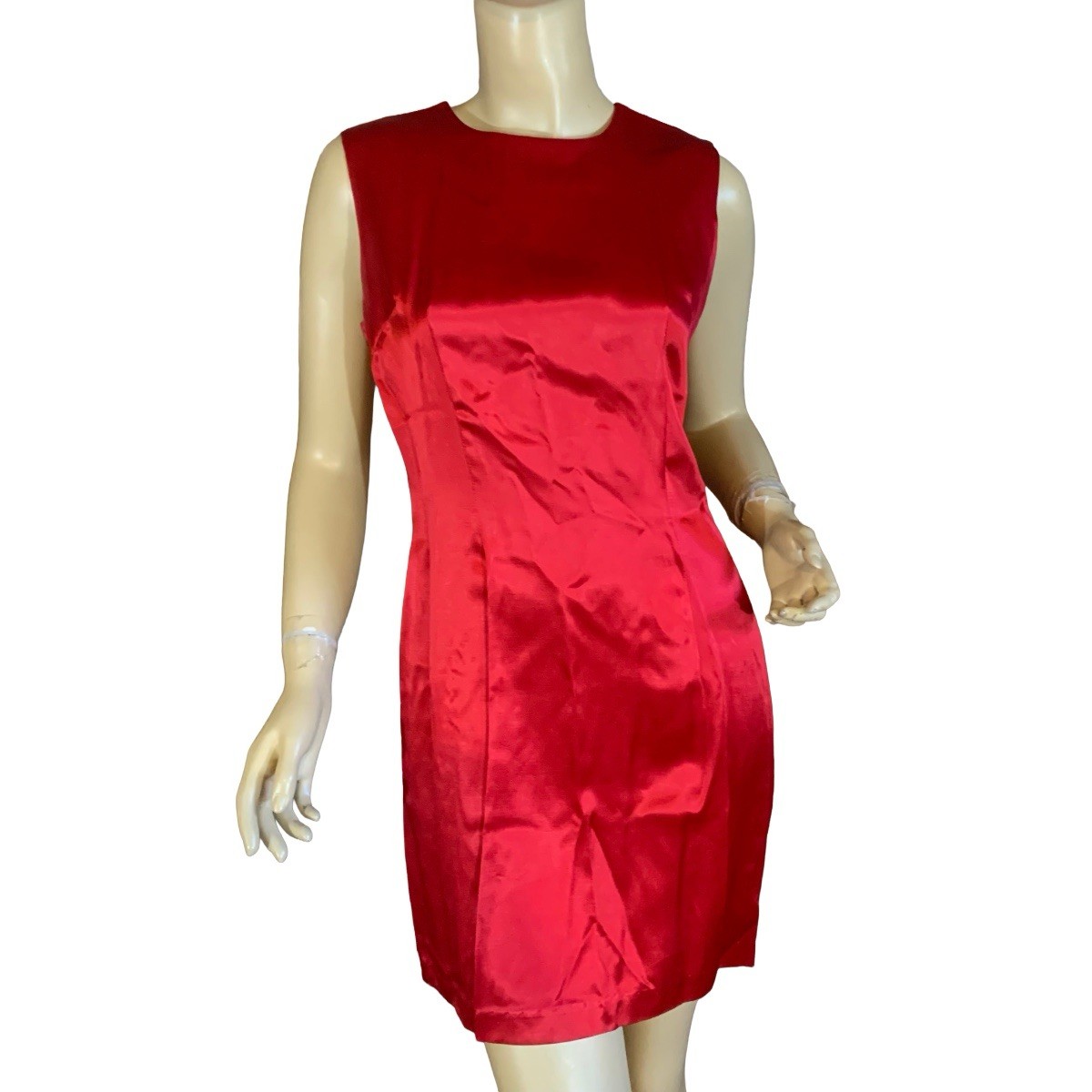 VINTAGE CIRCA 1990’S R-WEAR RAMPAGE CLOTHING CO RED SATIN MINI DRESS SZ 7/S