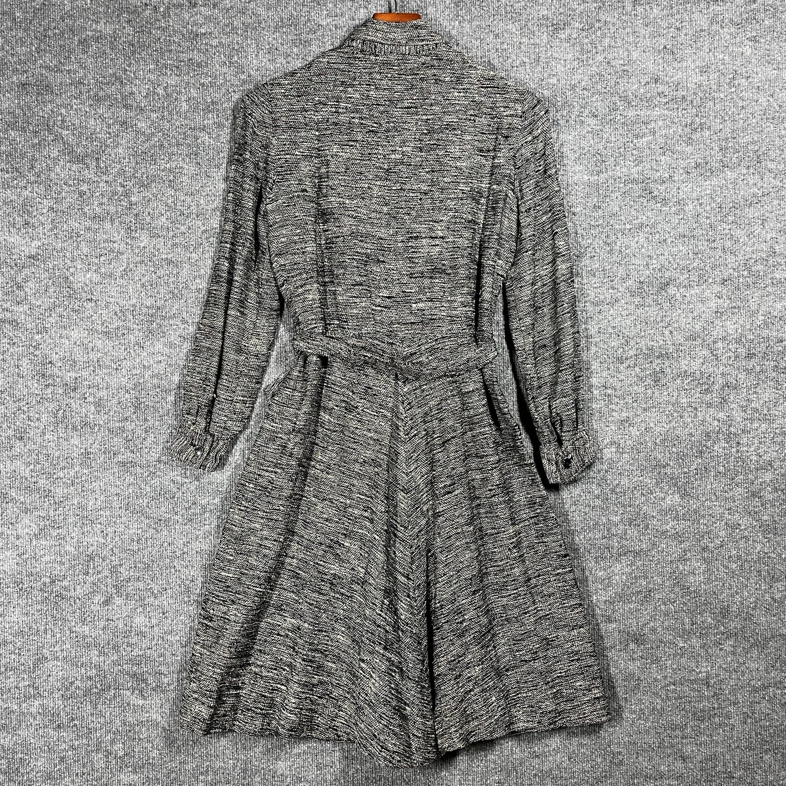 VINTAGE 70s I. Magnin Helga Shirt Dress Womens Size Small Tweed Cotton