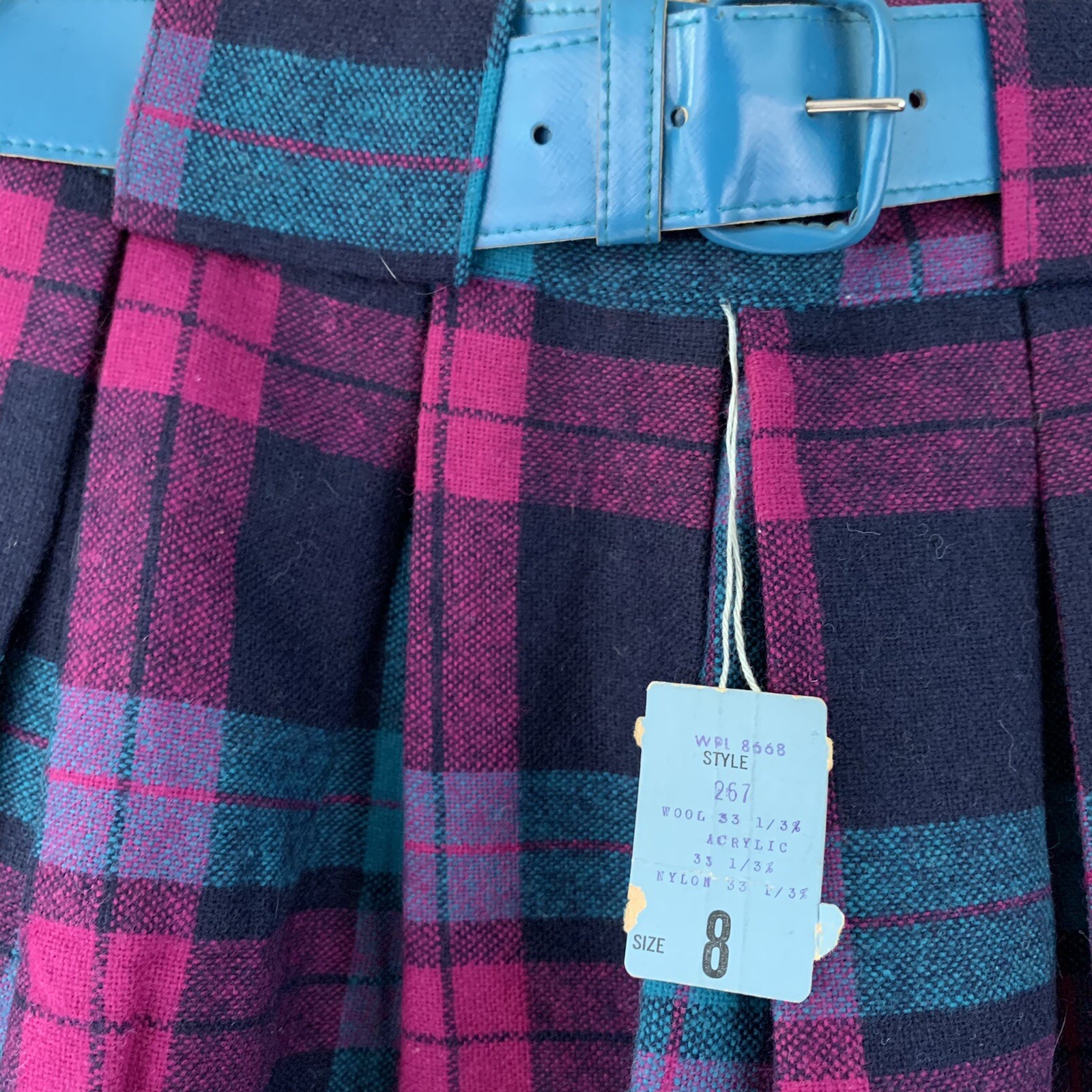 Vintage 1960’s Plaid Wool Gathered Waist Skirt Preppy Academia Sz XS