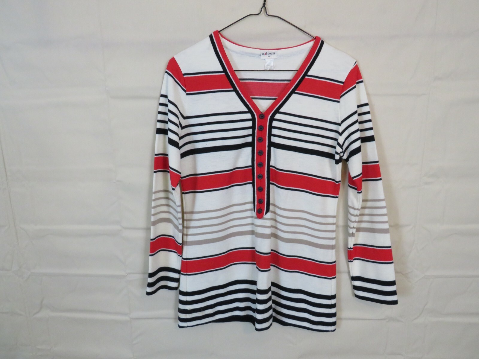 Vintage Ladies Shirt Aileen size 10 Shirt red stripe white black