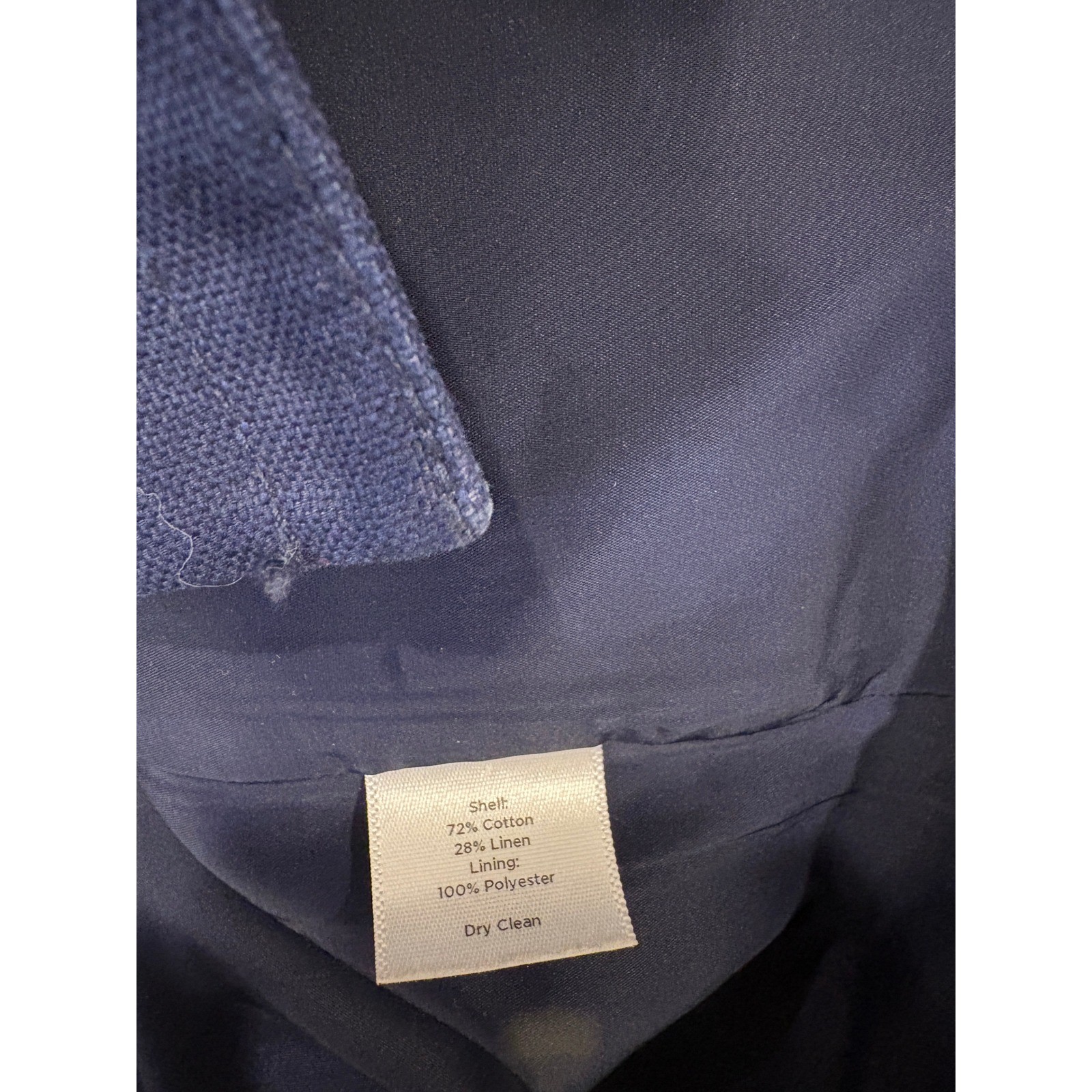 Talbots Linen Blend Jacket Navy Cropped Blazer Classic Preppy 6 mod minimalist