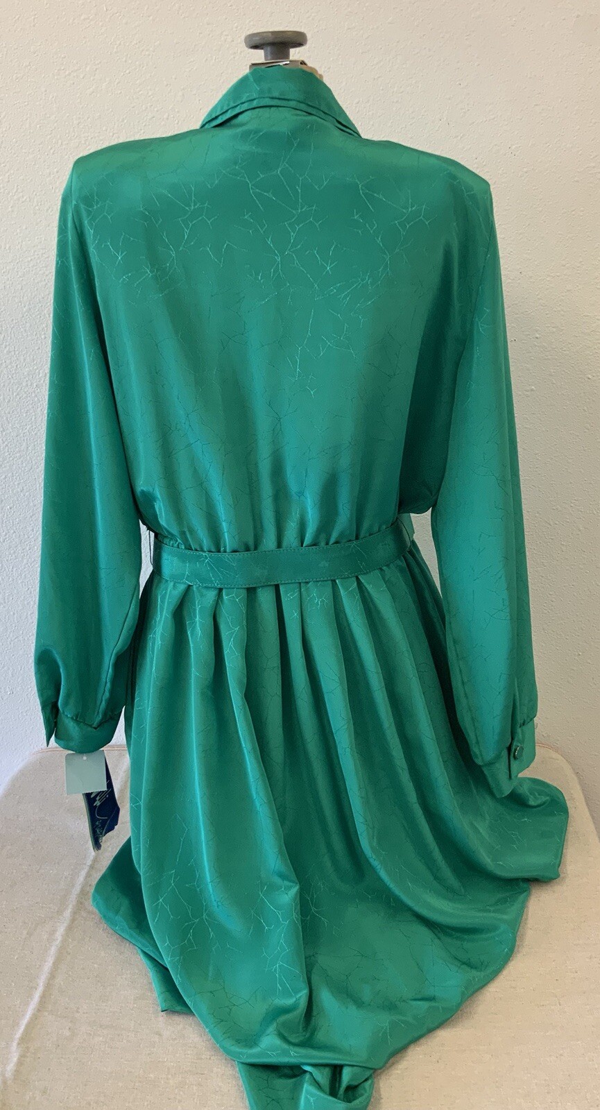 NWT Vintage Willi of California Green Dress Women’s 14 With Belt USA Made 80s