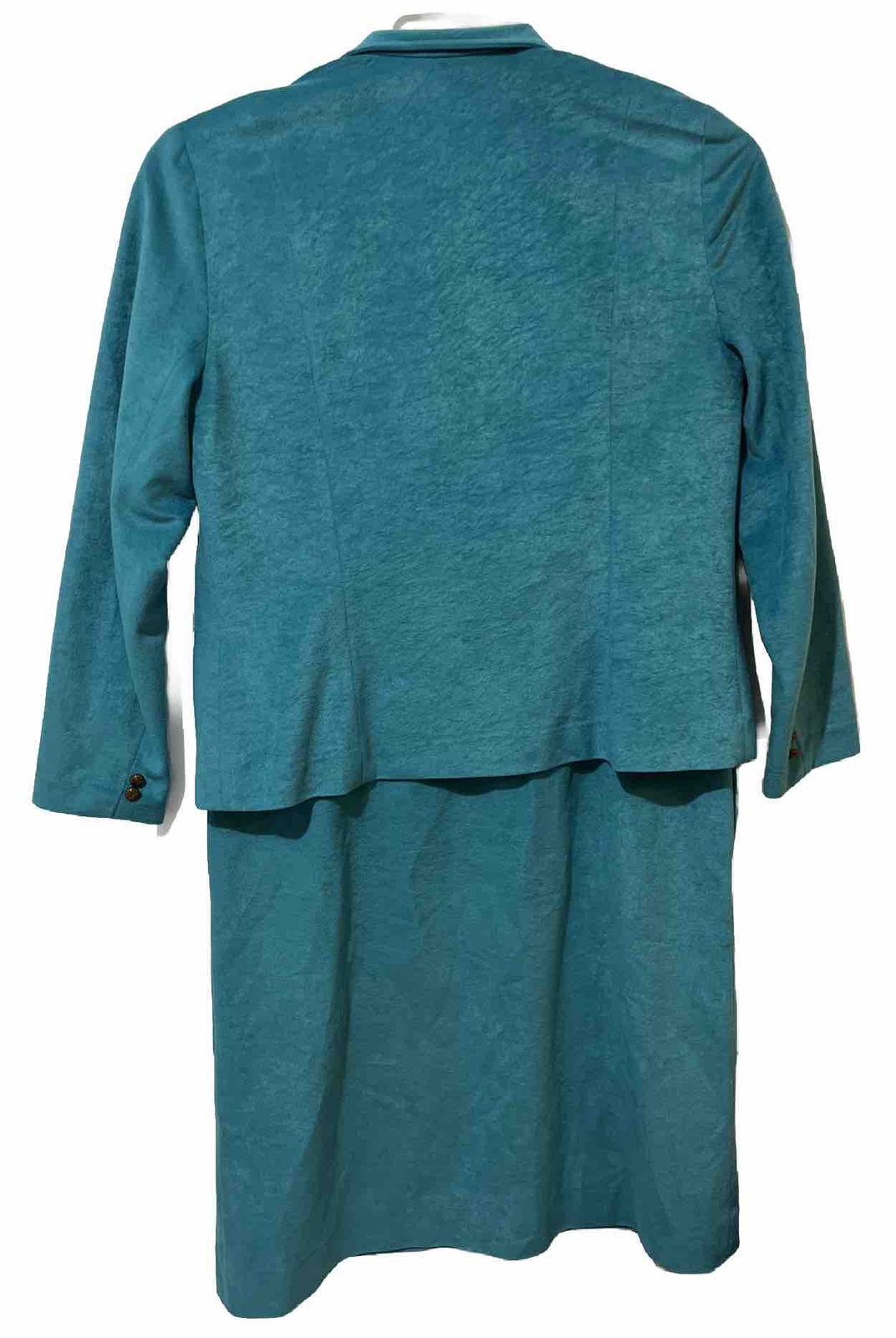 Vtg Anjac Fashions Dress and Jacket Women M Aqua Floral Velour Marc Needleman
