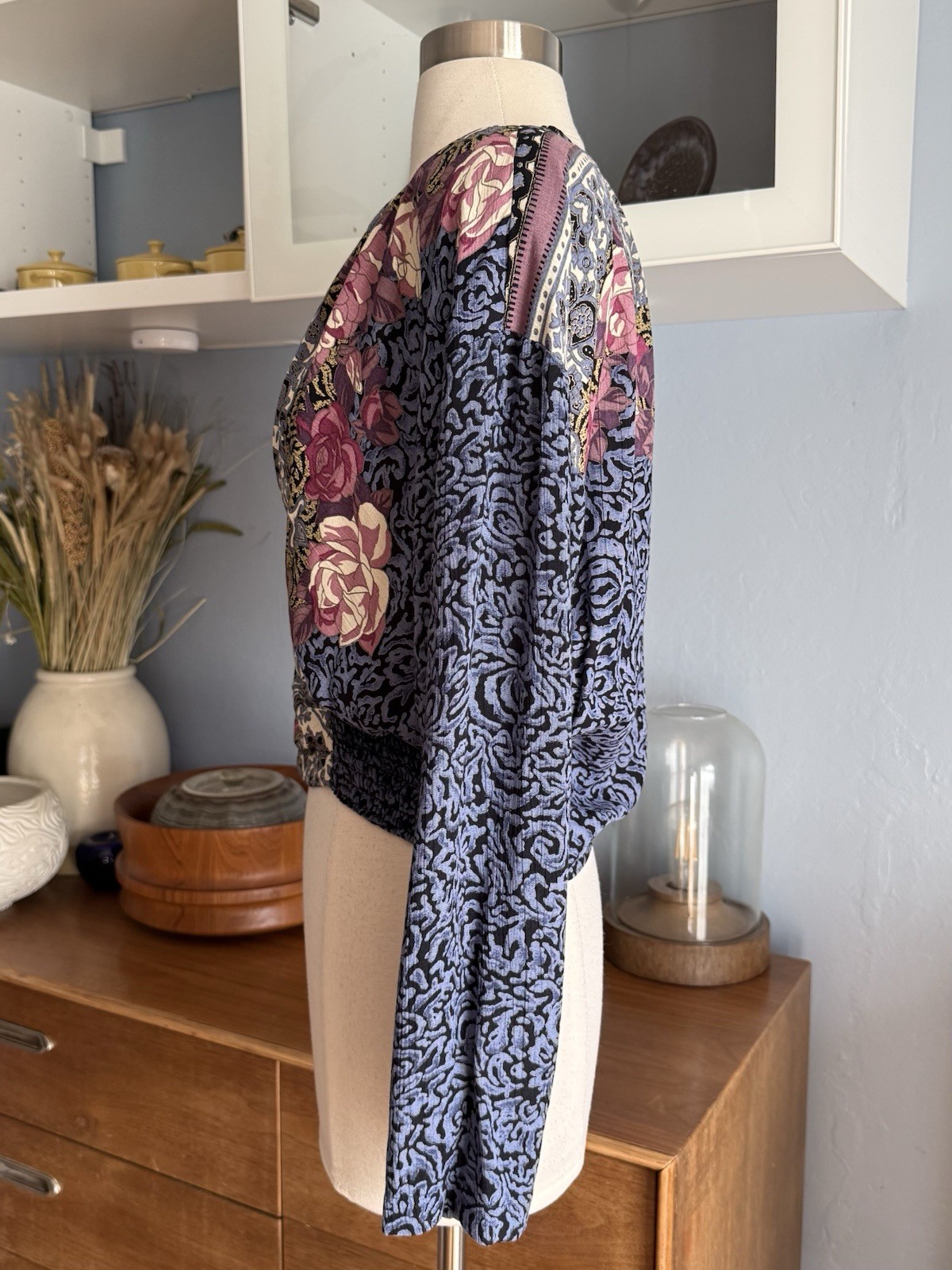Carole Little Petites Vintage 90s Floral Front Wrap Crop Top Blouse S/M Boho