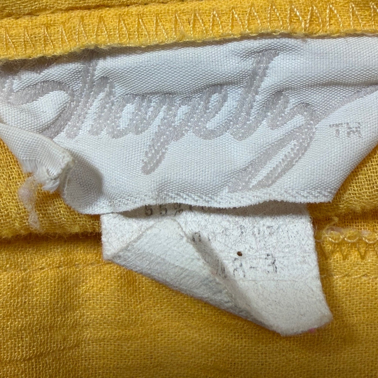 Vintage 70s Shapely Yellow Gauze Side Tie Top Large Cotton Blend Short Sleeve