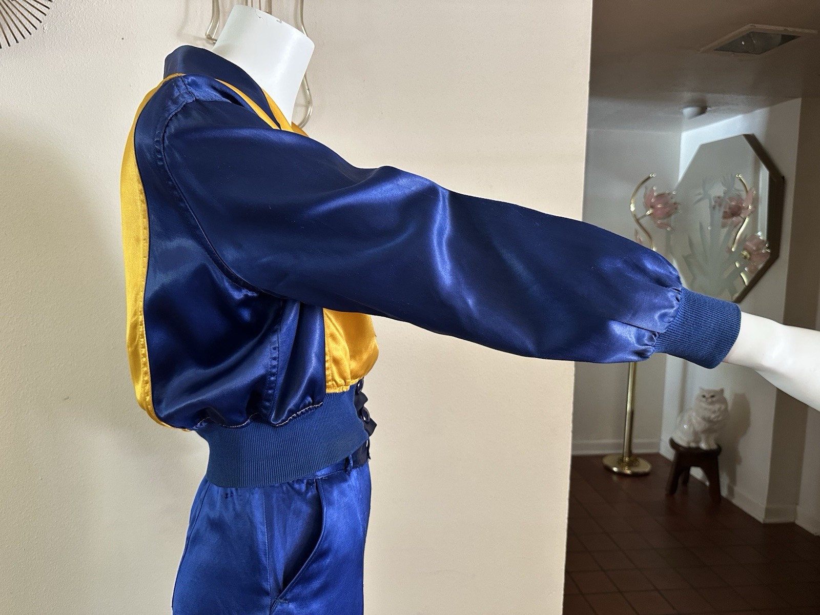 1930s Lowe & Campbell Blue Gold Satin Sportswear Set Western Ranchwear Rodeo