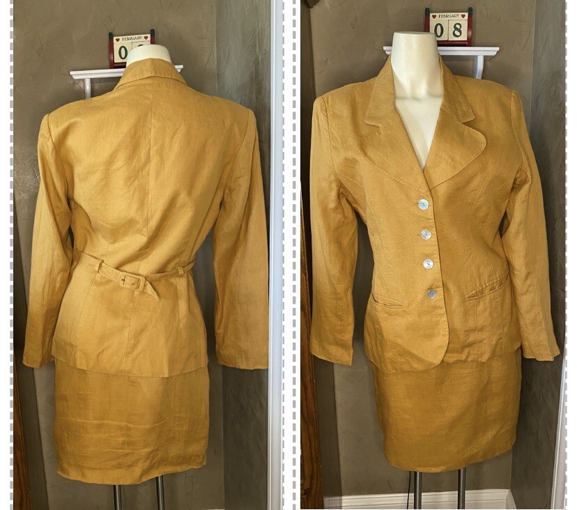 Vintage Nina K Linen Two Piece Skirt Suit Label Size 8 See Measurements