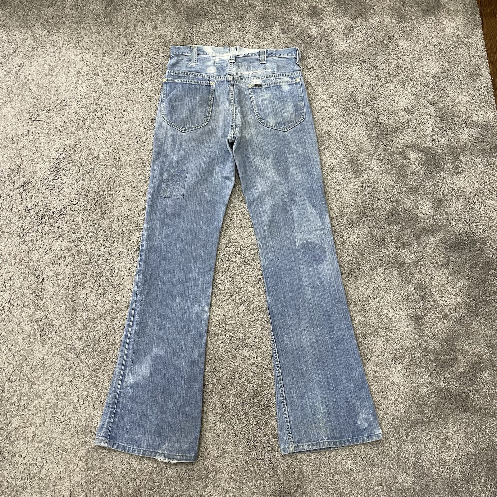 True Vintage 70s Hippie Denim Lee Flare Jeans Actual 31.5×34 Distressed
