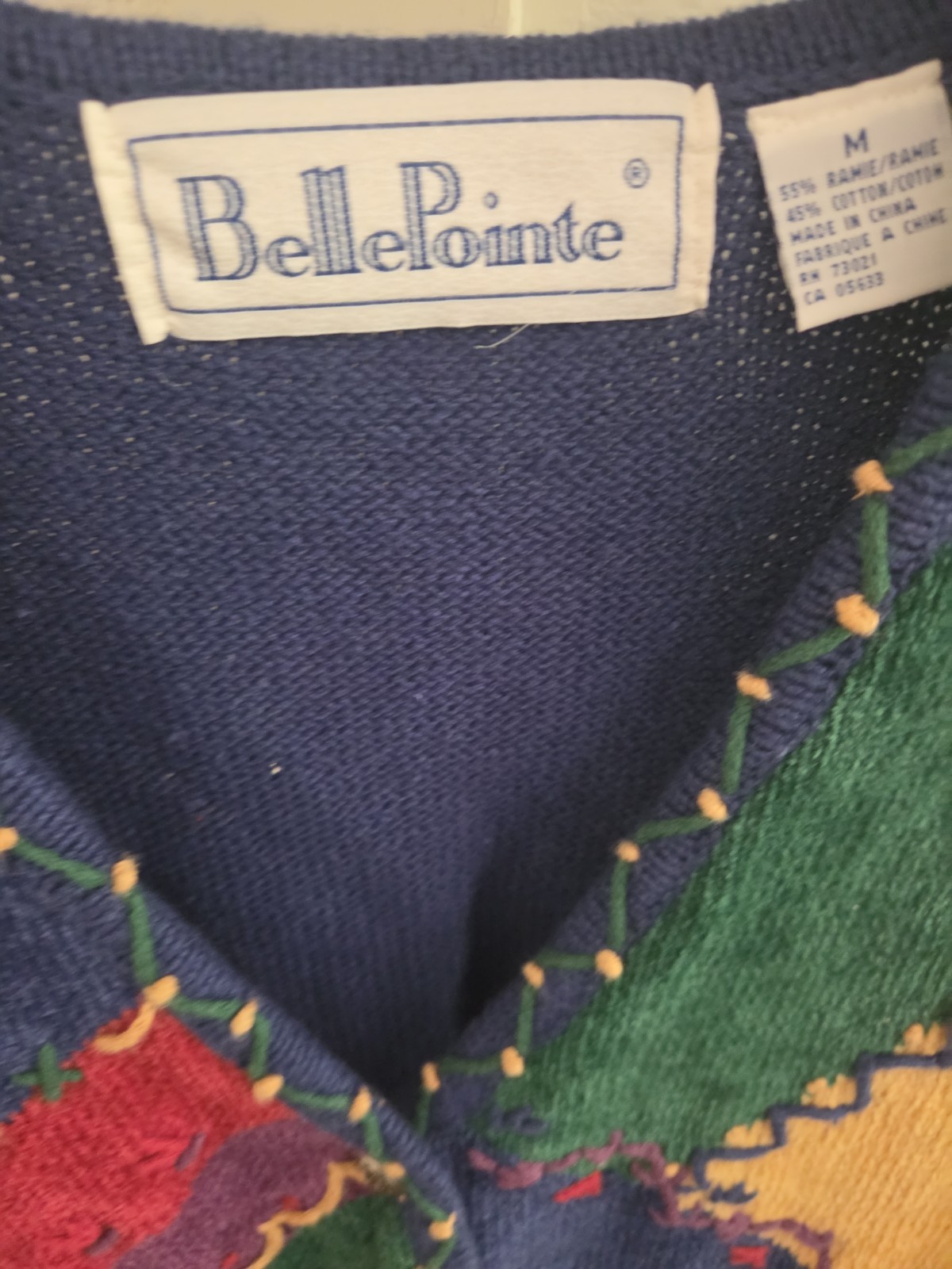 Vintage Belle Pointe Sweater Vest womens sz Medium Zigzag Casual Vest