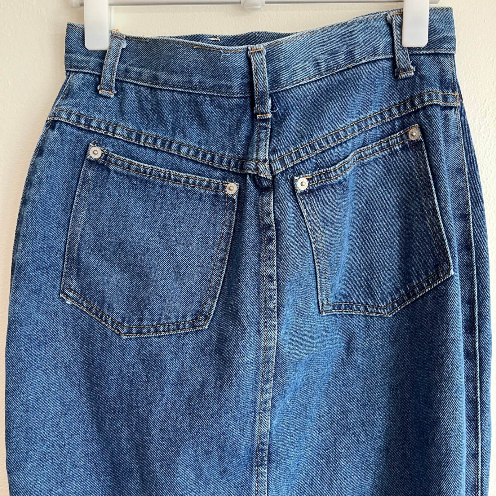VTG Billy Blues Denim Maxi Skirt Column High Waisted Made in USA 90s Y2K Phoebe
