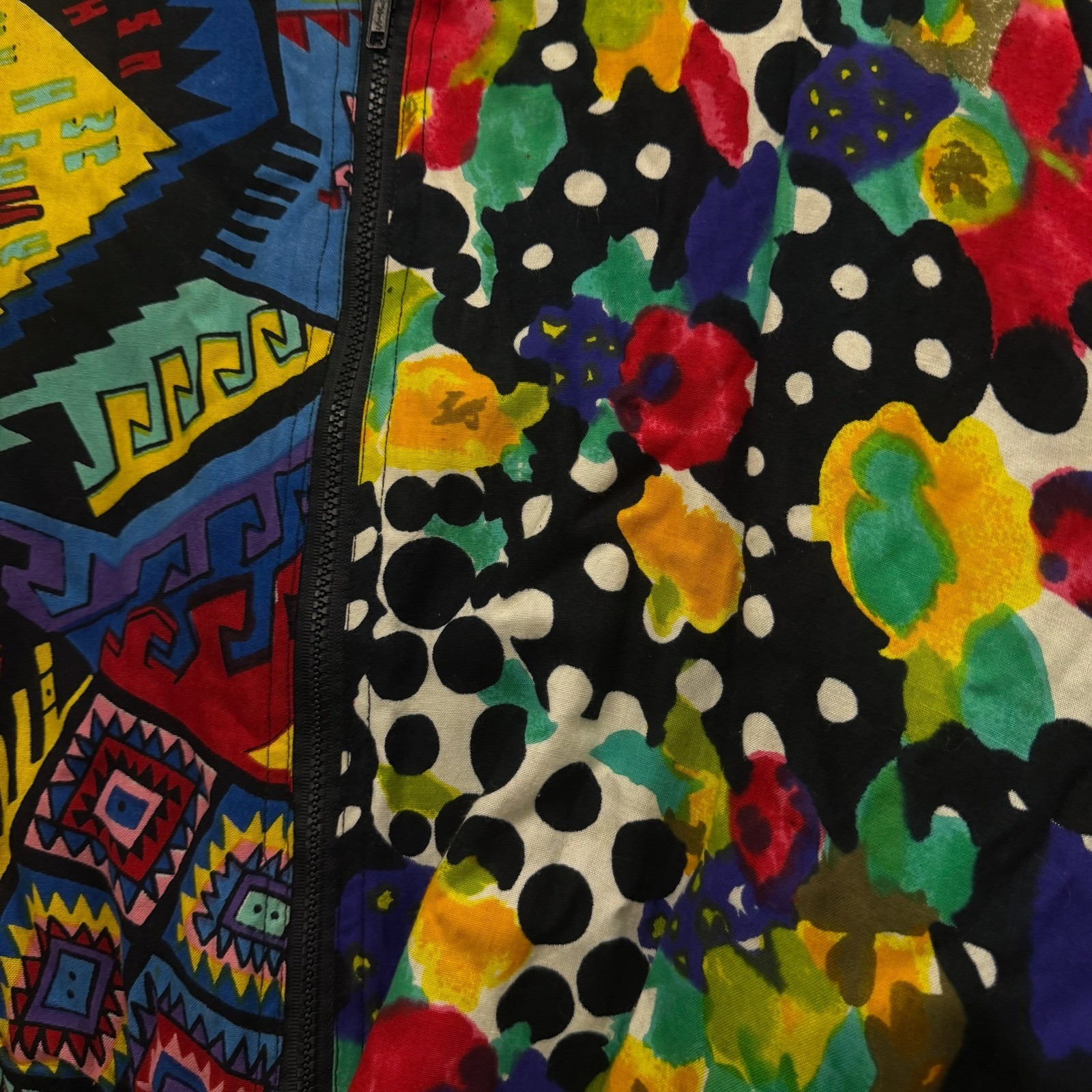 Vintage 80s Spellbound MPH Bomber Jacket Womens Medium Abstract Floral Geometric