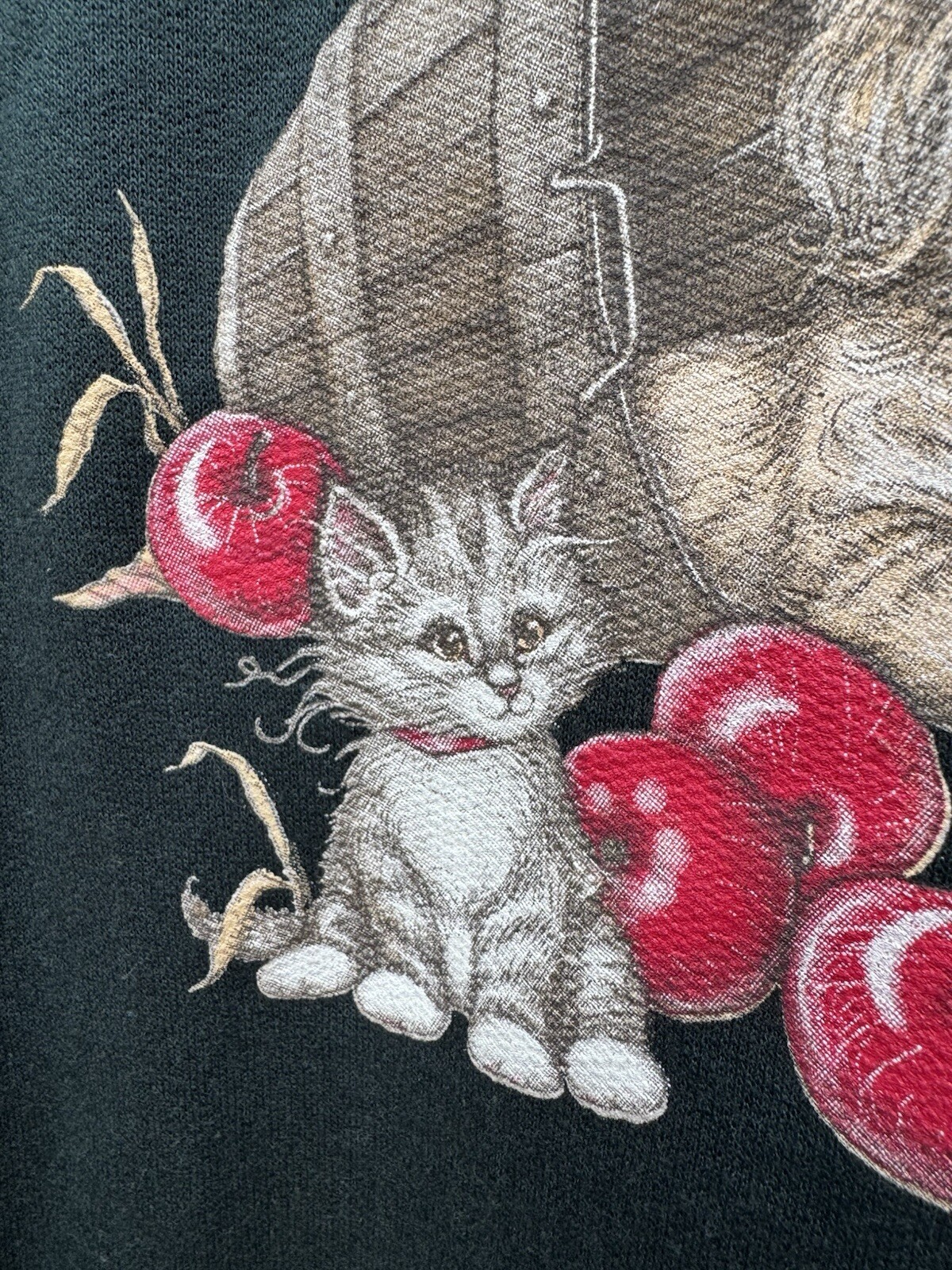 Vintage Kitten Puppy Dogs Cats Sweatshirt 80s 90s Apple Harvest Grannycore Fall