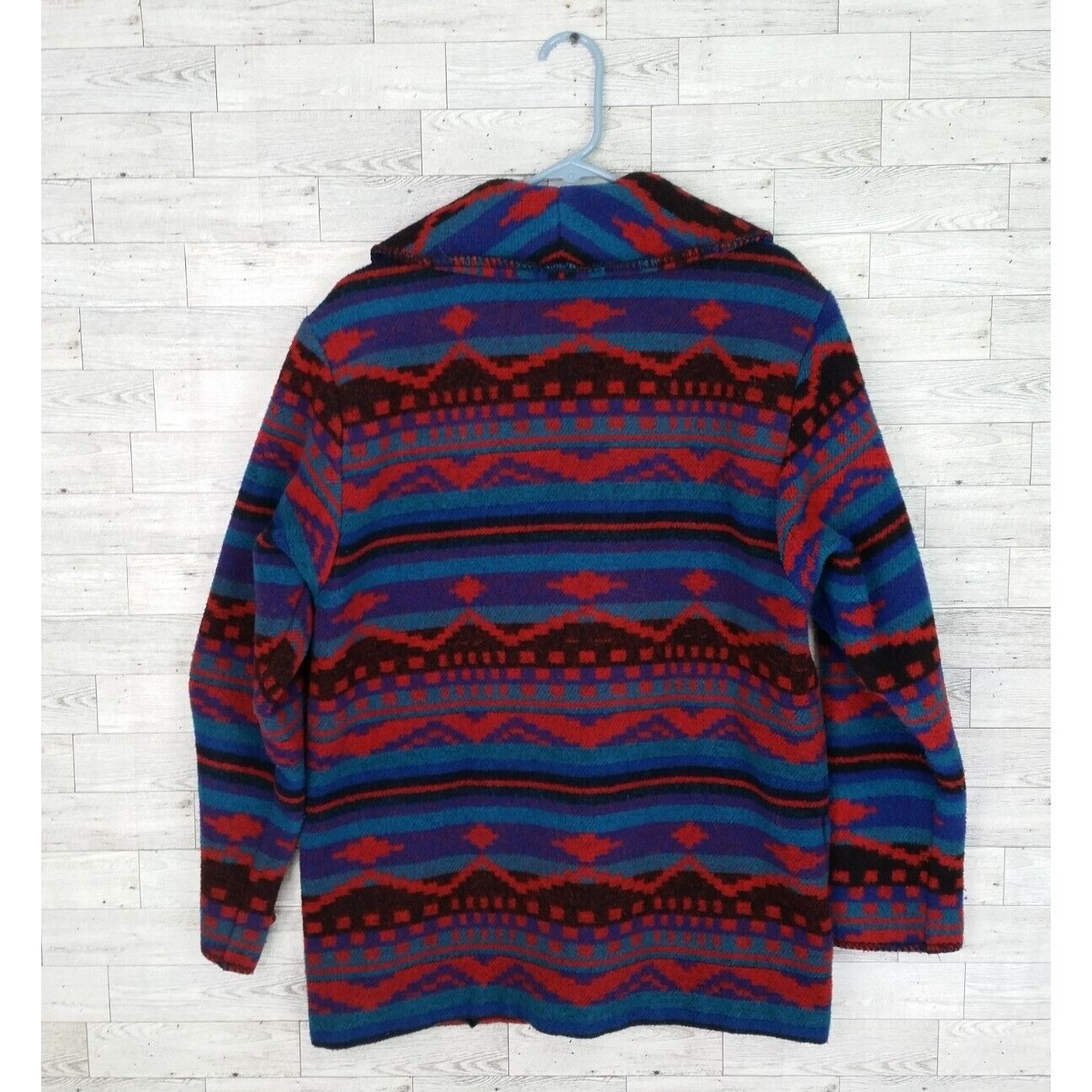 Vintage 80s Jo Hardin Red Blue Southwestern Western Aztec Jacket Coat Size 8