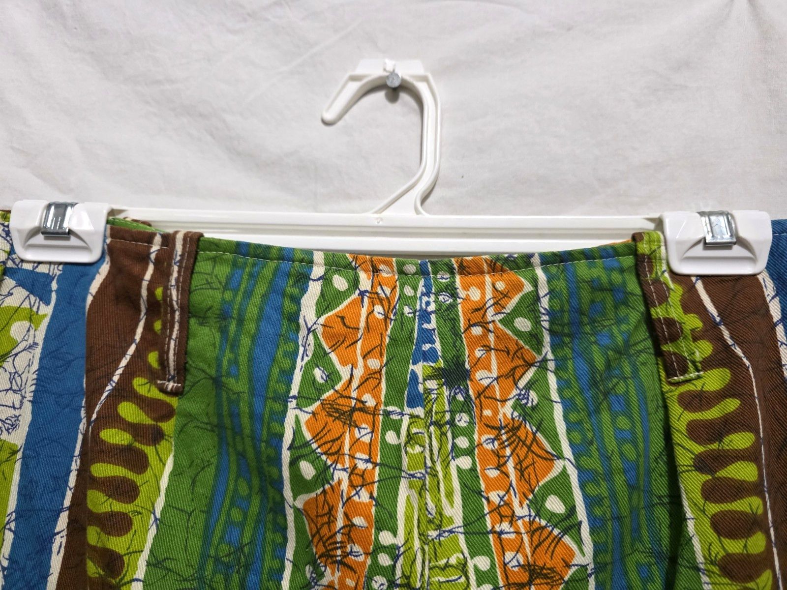1970s Mod Miss Holly M L Pants Flared Button Fly Colorful Stripe Hippie Festival