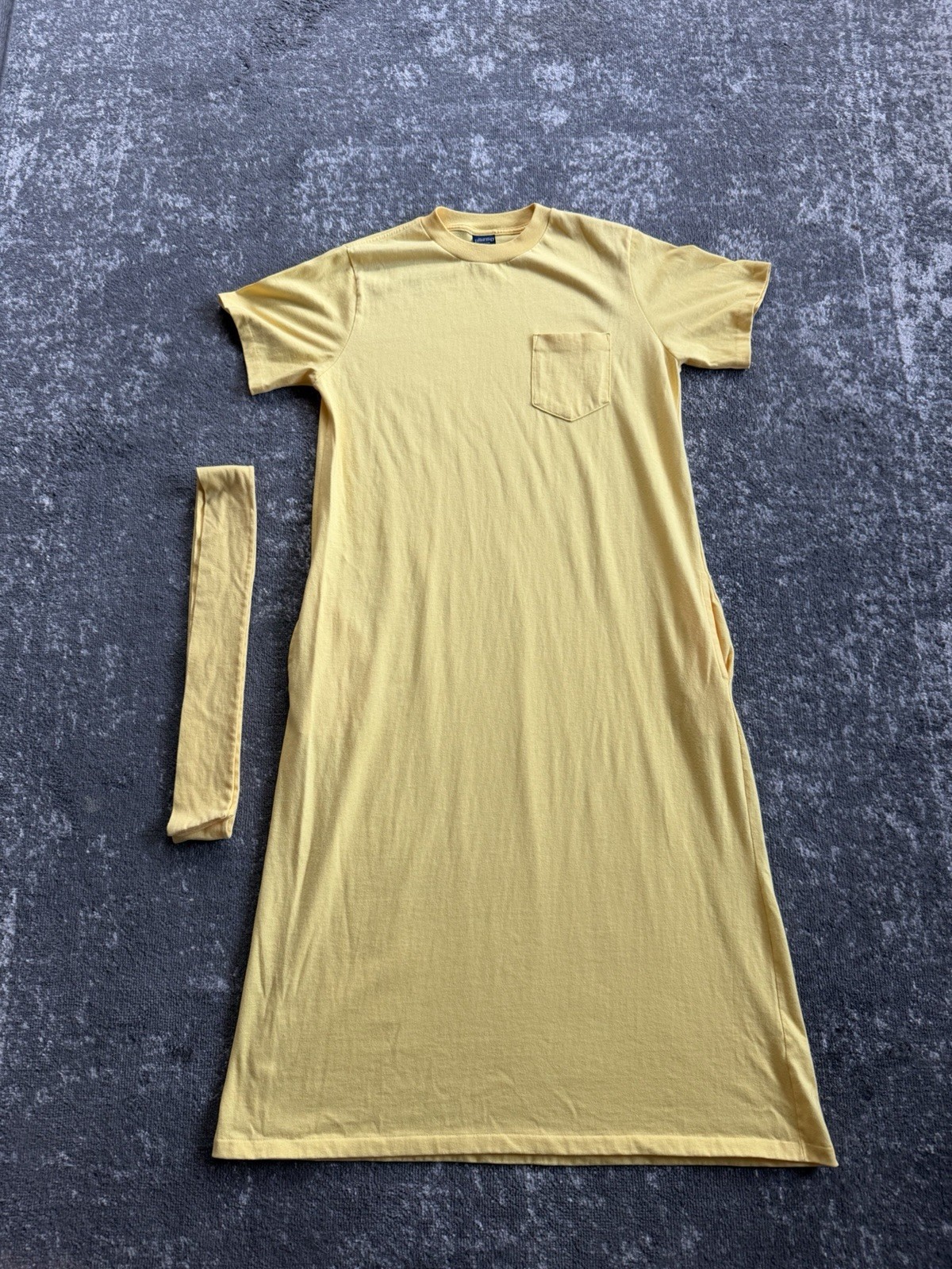 Vintage 90s Women’s Lands’ End Yellow Maxi Dress With Pockets & Belt Size Large