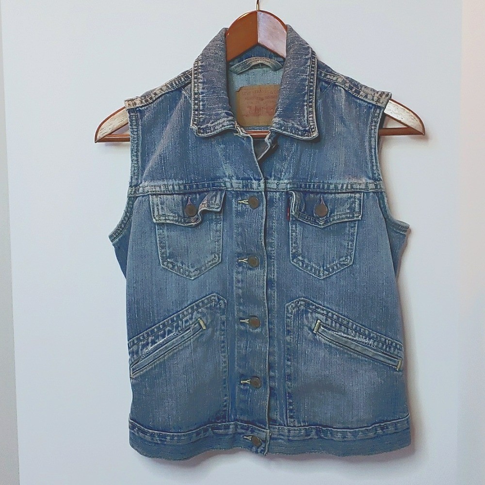 Vintage Levi Jean Jacket Vest Medium Jr
