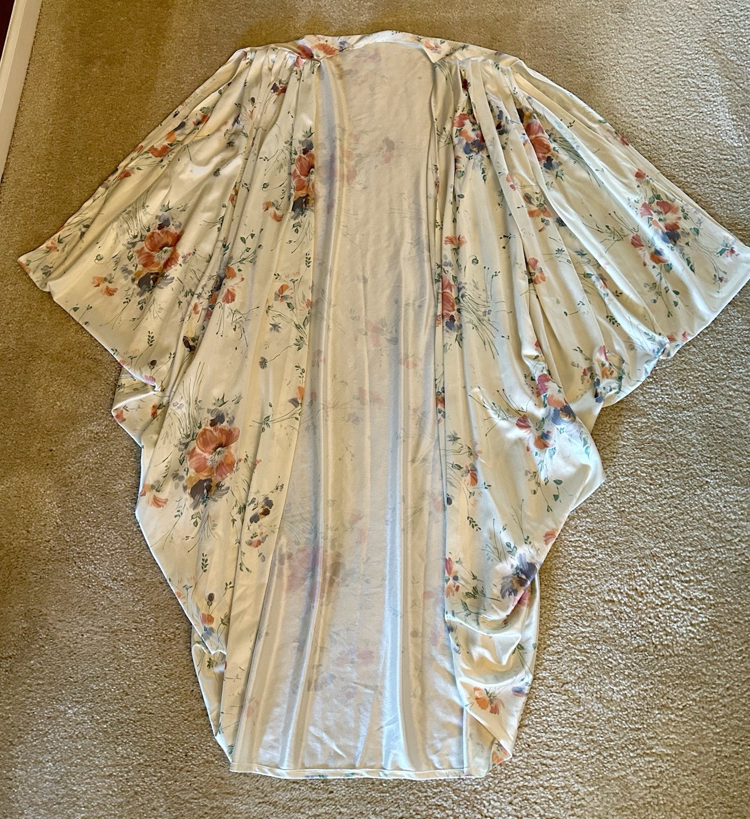Vintage 1970 Bridesmaid Dress With Bat Cape ~NEW ~Ivory Floral ~Small