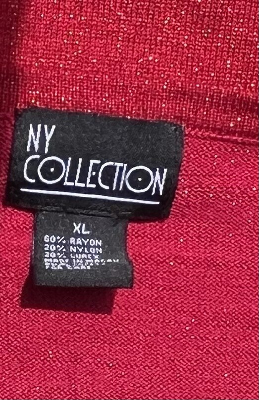 Blouse Red Size:XL Vintage Shimmery Pull Over Tie Front By NY Collection