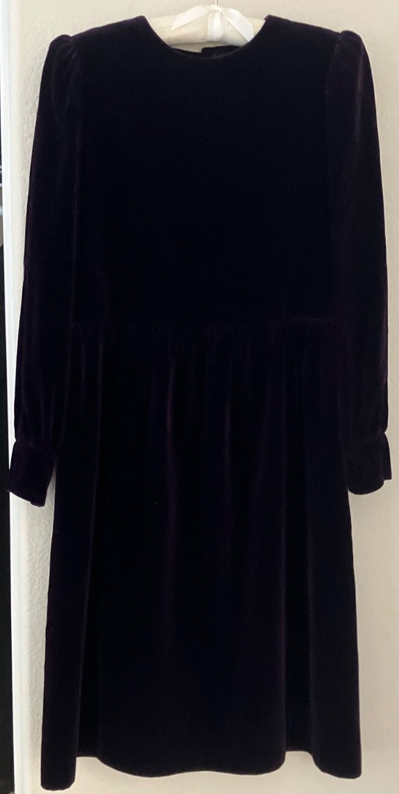 Saint Laurent Rive Gauche YSL Deep Purple Vintage Velvet Dress