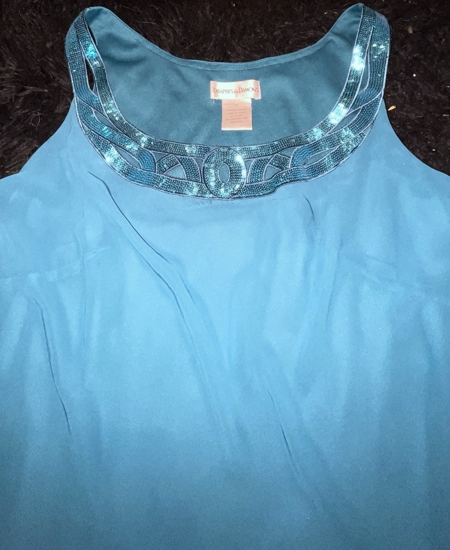 Vintage Draper’s And Damon’s teal ruffle dress-Size 12