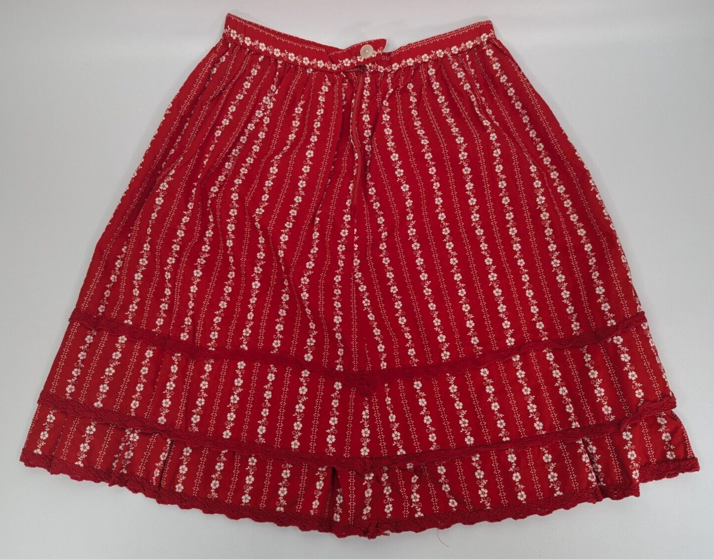 Vintage Lucie Linden Red Floral 3pc Vest Top Skirt Shorts Set Size 48