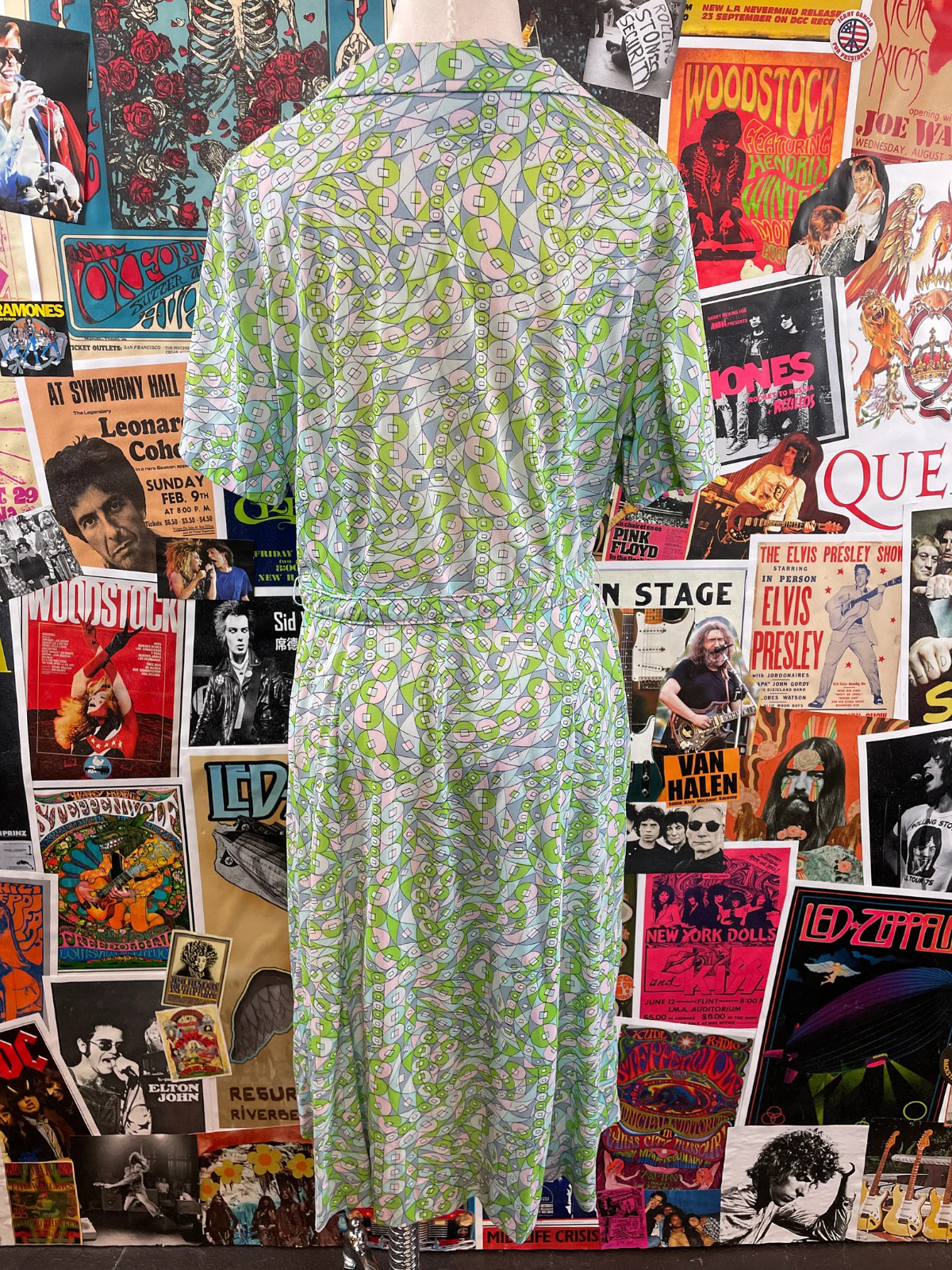 Vtg 50s-60s Pastel Mod Print Belted Sy Frankl Shirtwaist Day Dress Retro Medium