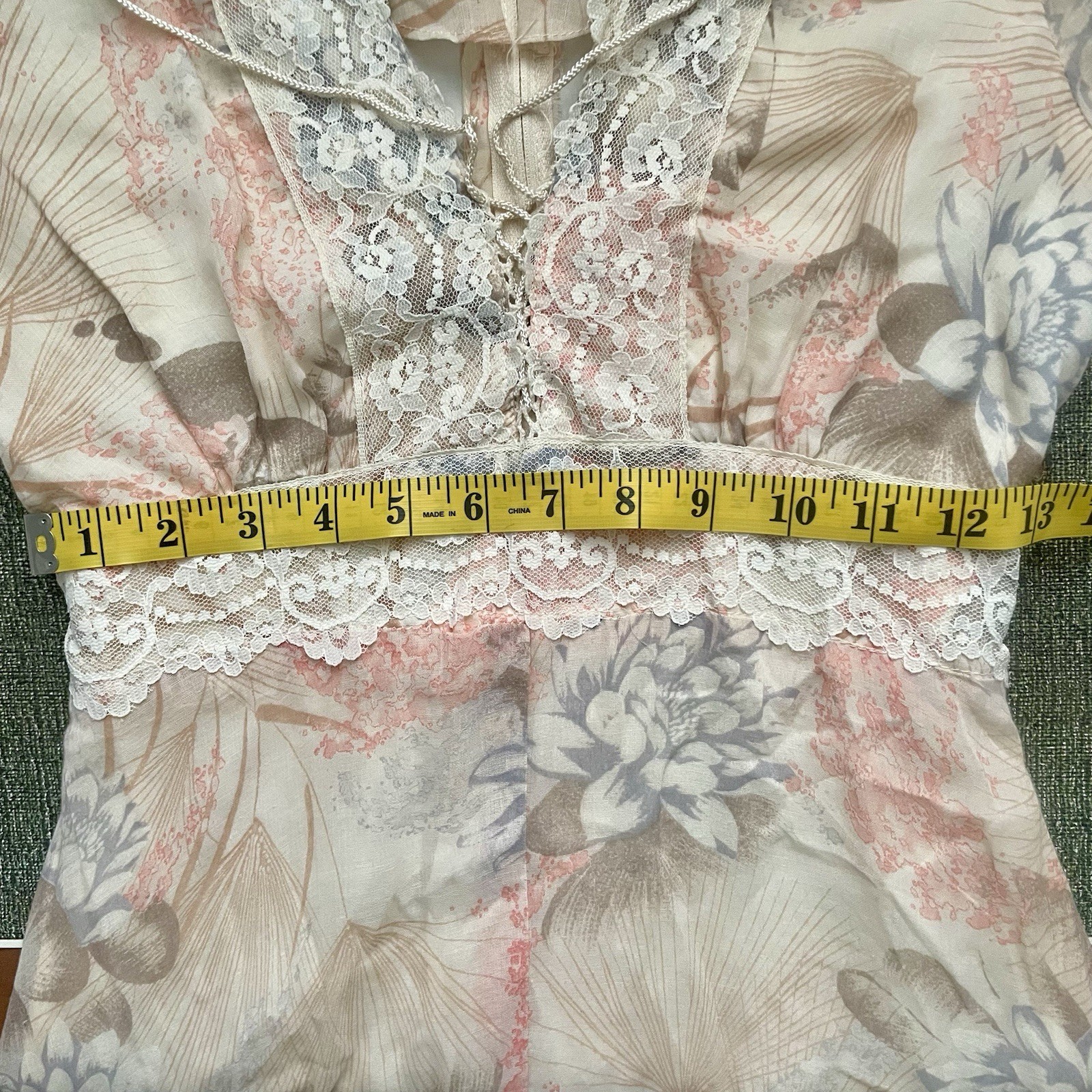 70’s Gunne Sax Dress By Jessica Floral Lace Long Maxi Prairie Boho Sz 11 Beige