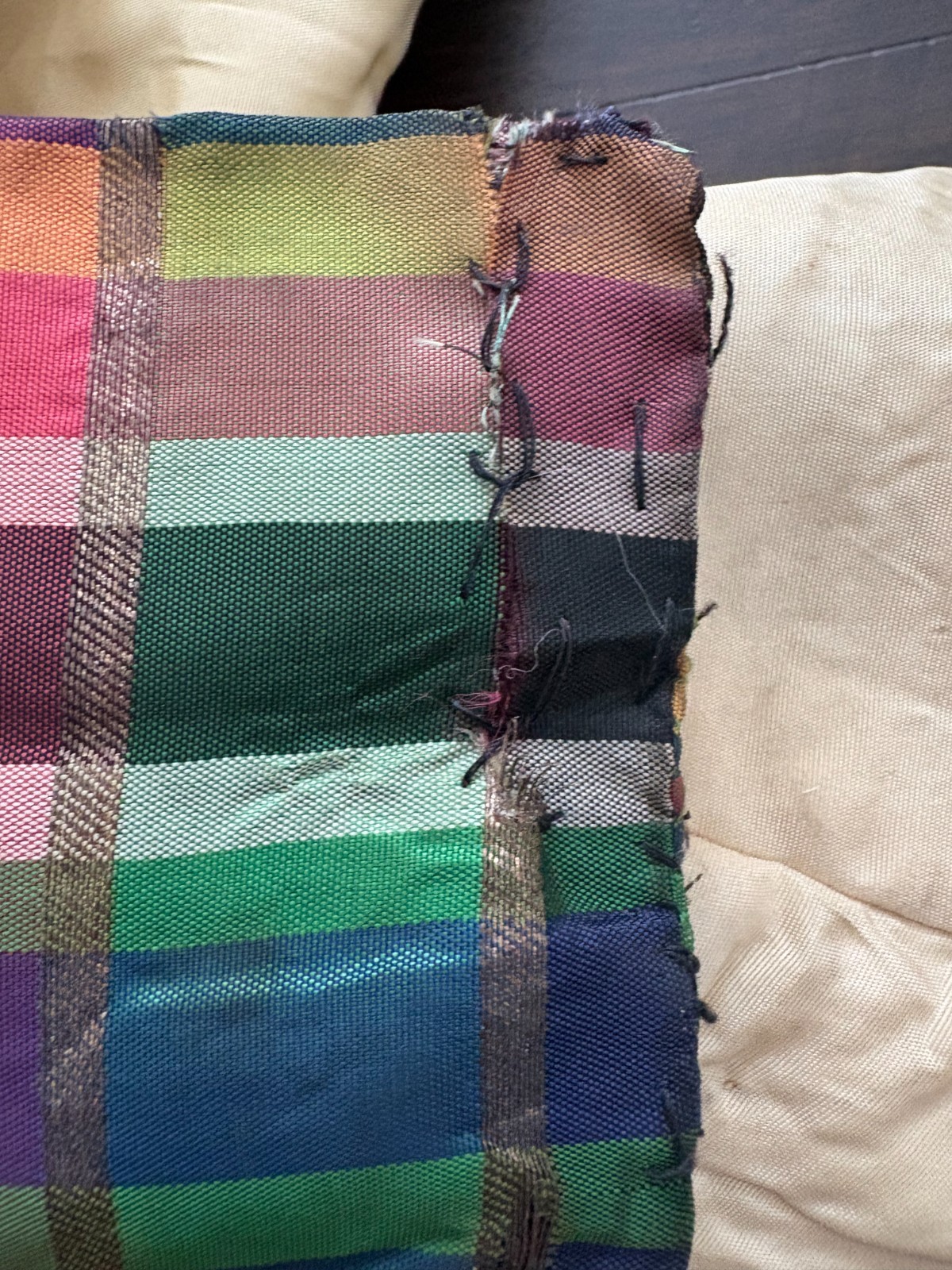Vintage 1930s RARE Rainbow Silk Plaid Coat Mutton Sleeves Full Skirt Fancy Party