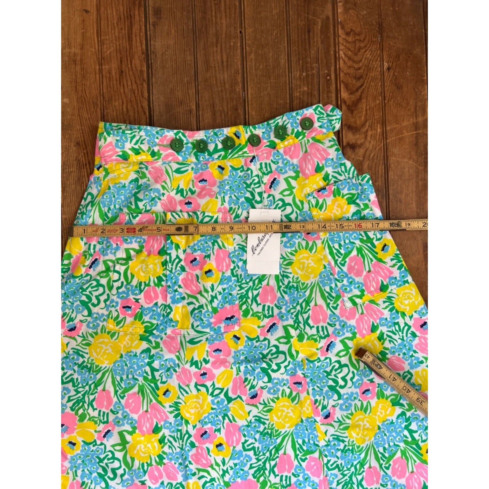 Vintage 1970s skirt by Lombardi floral wrap bright colored size small NWT New