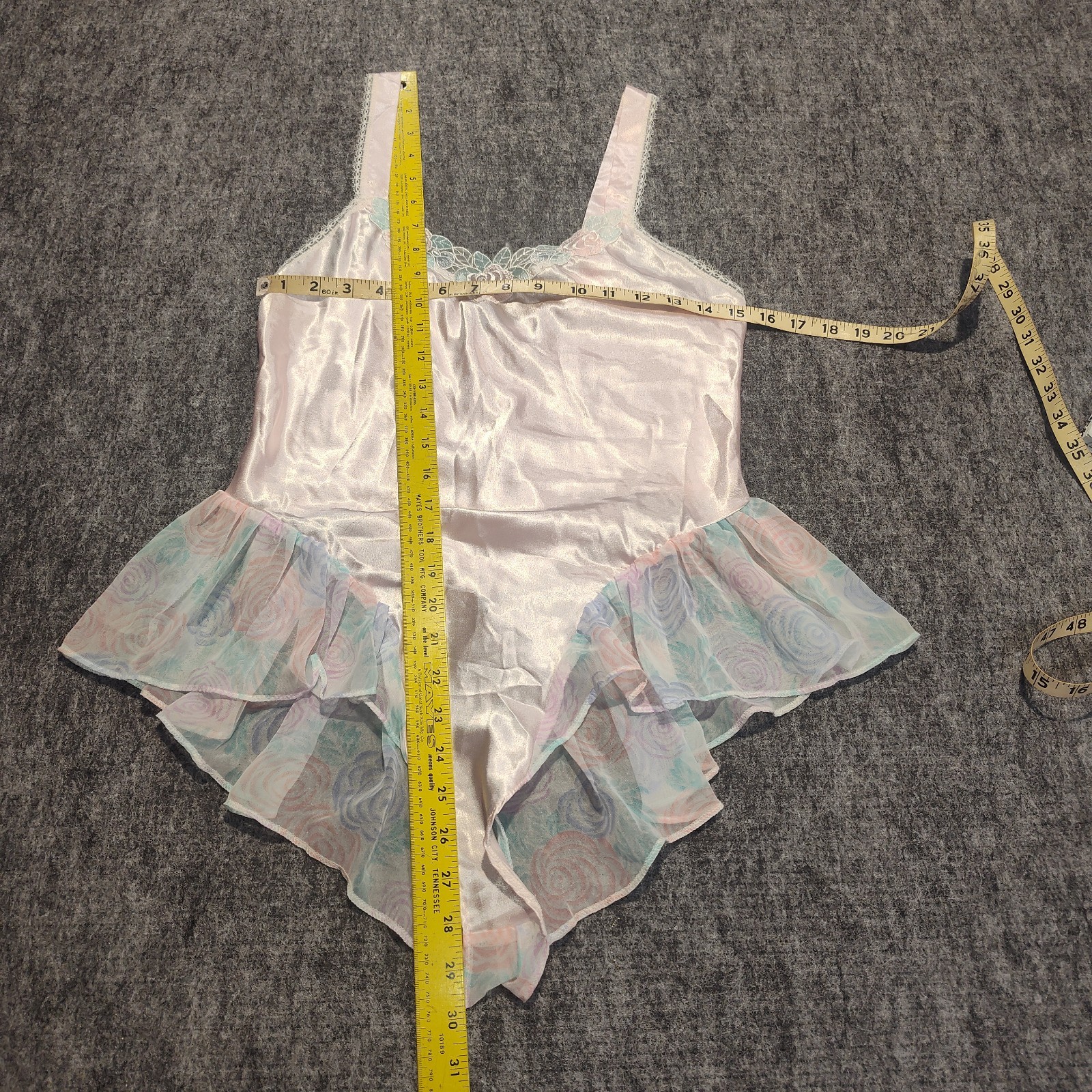 Vtg Silky Teddie Ruffles & Lace Lingerie Lily of France Sleepwear Sz Small USA