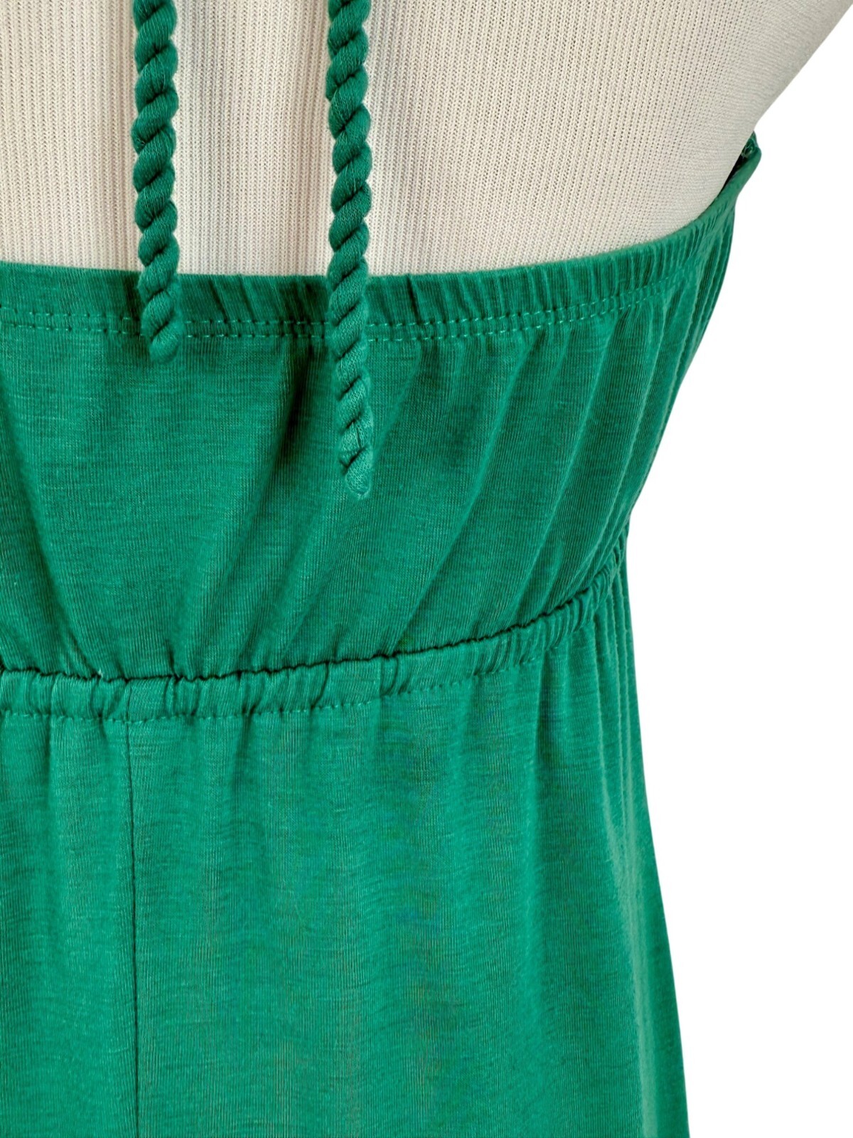 L8ter Vintage 90s Casual Green Gray Black Striped Color Block Halter Maxi Dress