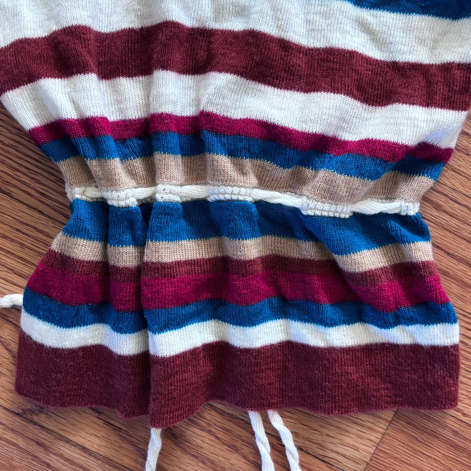 *vintage* 80’s adele knitwear Soft Spun Striped sweater With Drawstring Disco