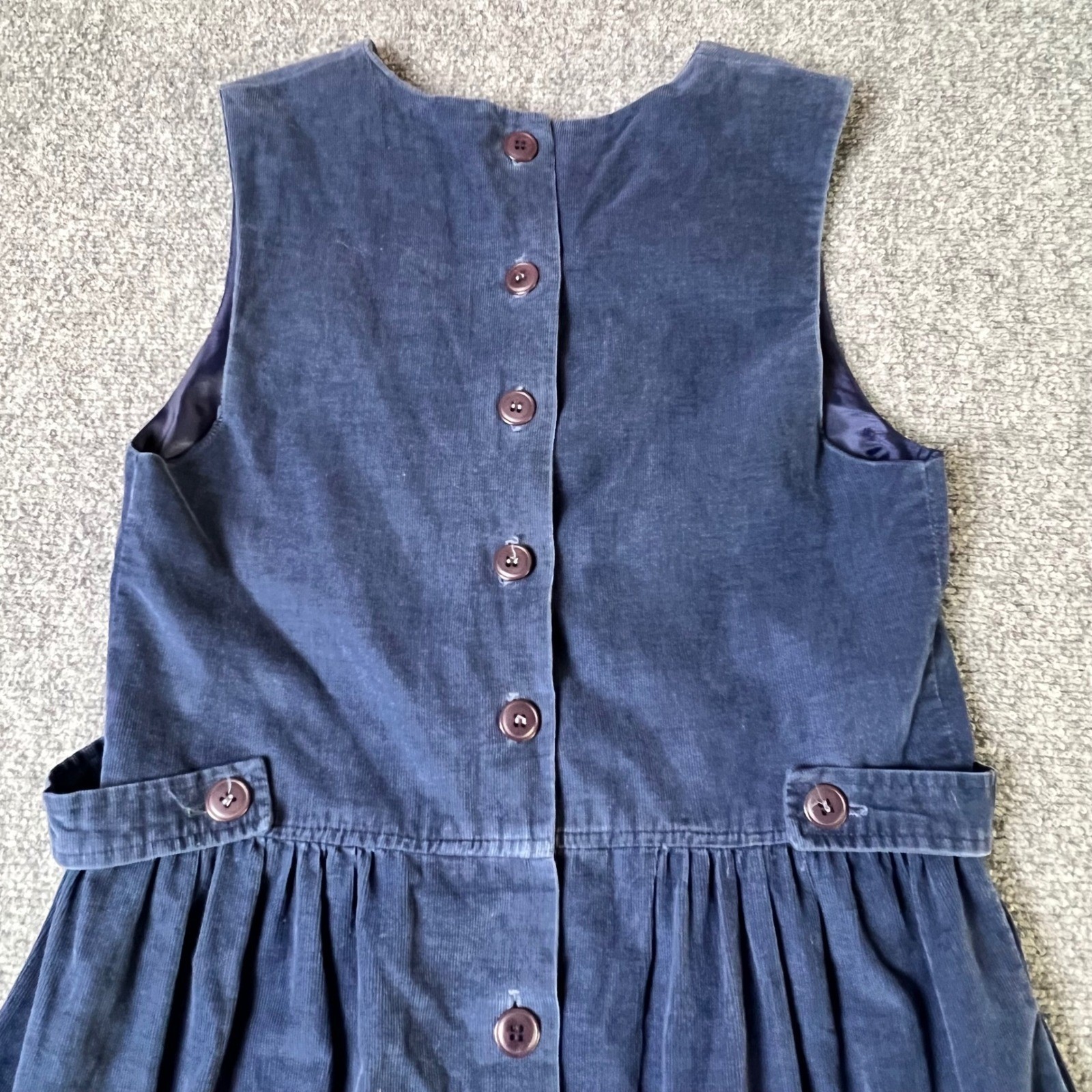 Brooks Brothers Vintage Navy Blue Corduroy Dress Button Back Made in USA 6