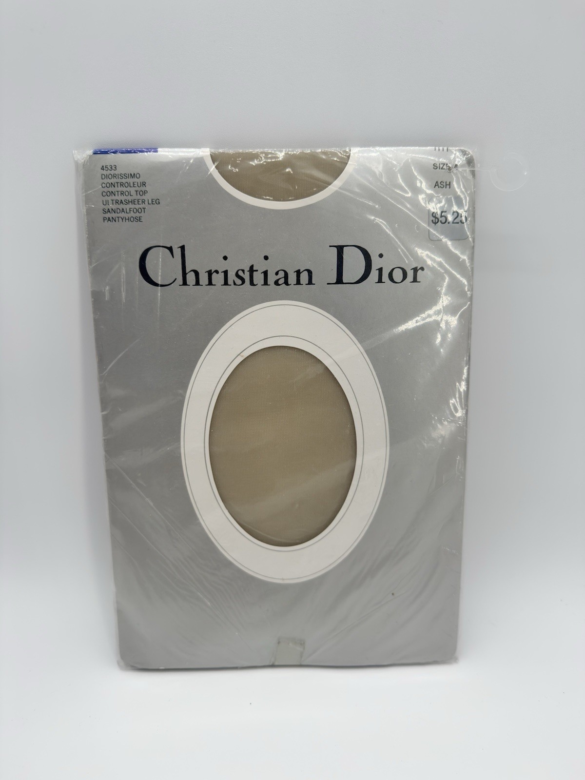 Vintage Christian Dior Diorissimo 4533 UltraSheer Control Top Pantyhose Sz 4 Ash