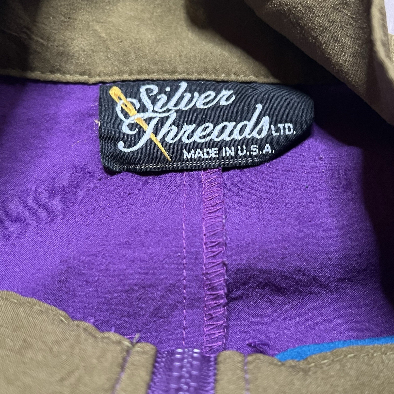 80s Vintage Silver Threads Color Block Full Zip Windbreaker Size L