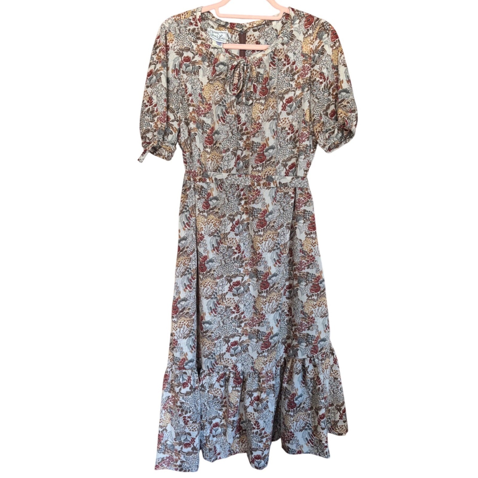 Vintage 1950s Jerrie Lurie Dress Union Made USA Floral Prairie Cottagecore