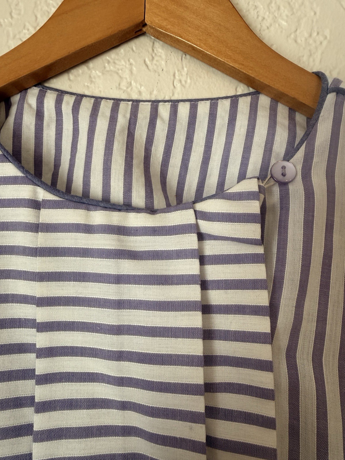 Vintage 80s Sears The Fashion Place Lavender Striped 9 to 5 Midi Day Dress S M