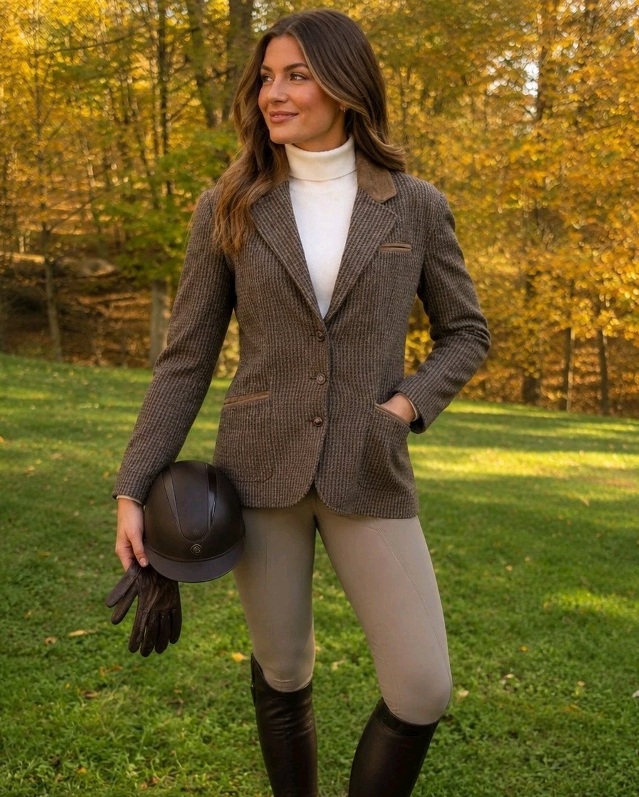 Vintage Forenza Women’s Blazer Jacket Size 10 Brown Equestrian Suede Collar West