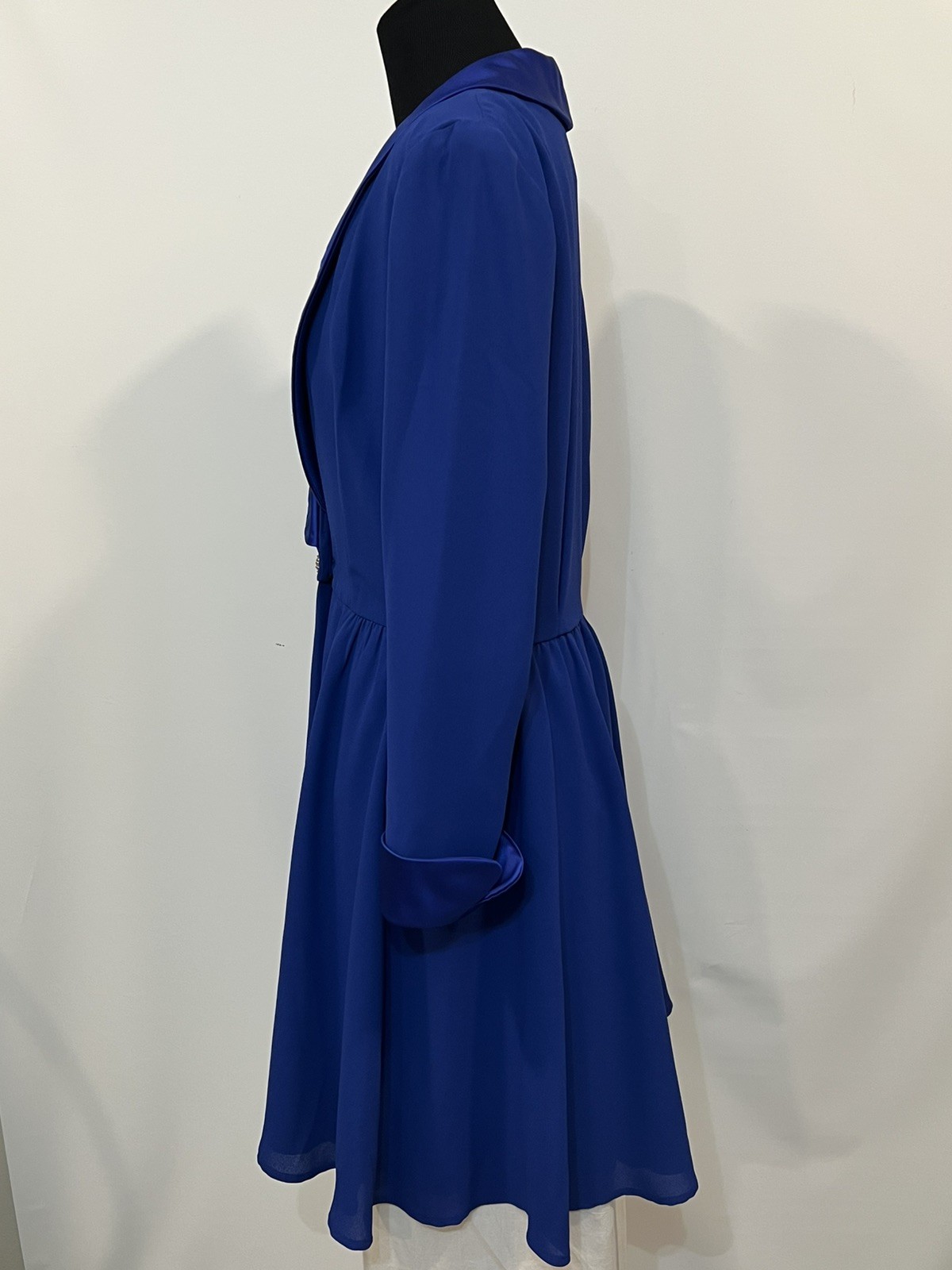 VTG En Francais by Huey Waltzer Dress Royal Blue Tuxedo Dress Cocktail Lined 10