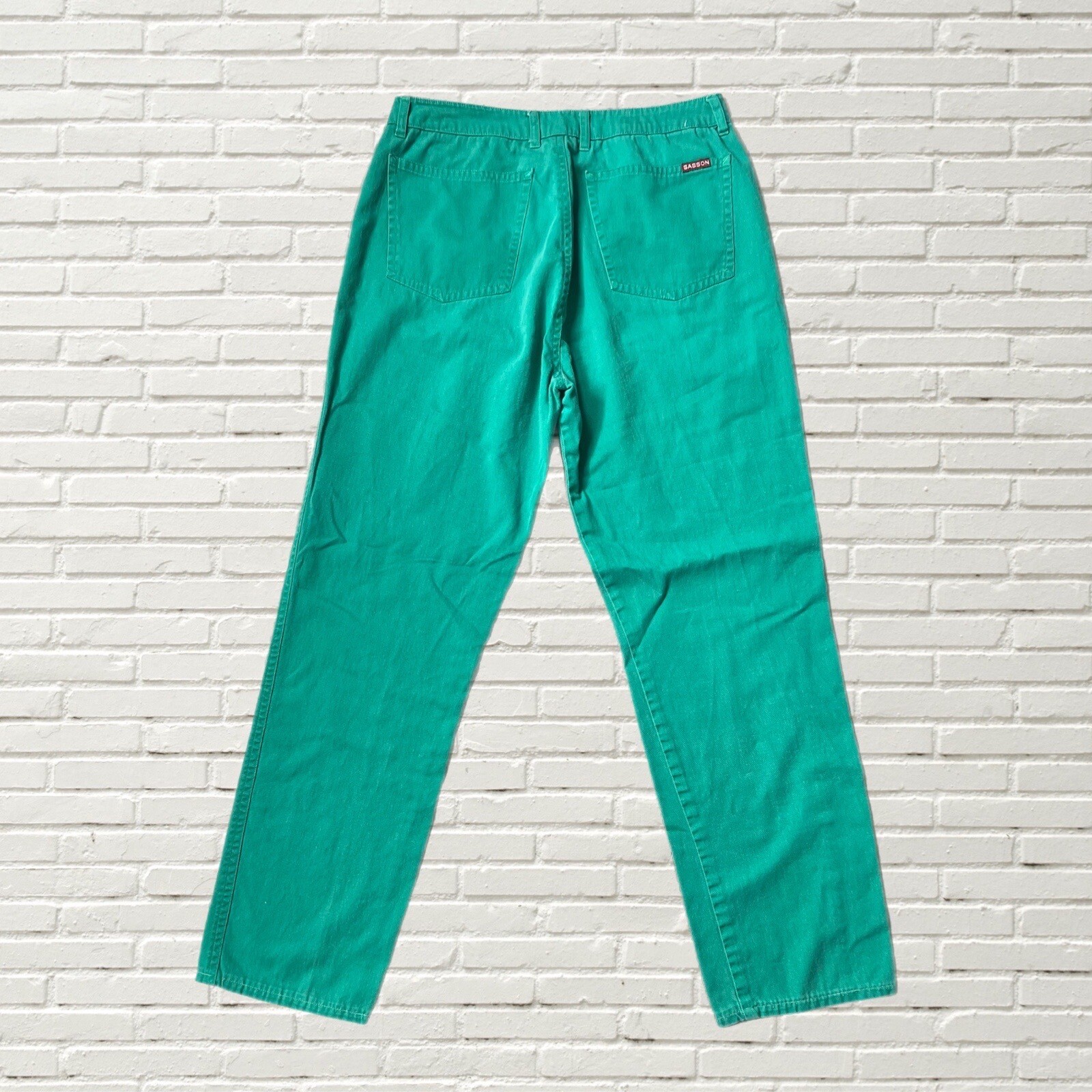 Vintage 80s Sasson Jeans Teal Green Mid Rise Straight Leg Size S