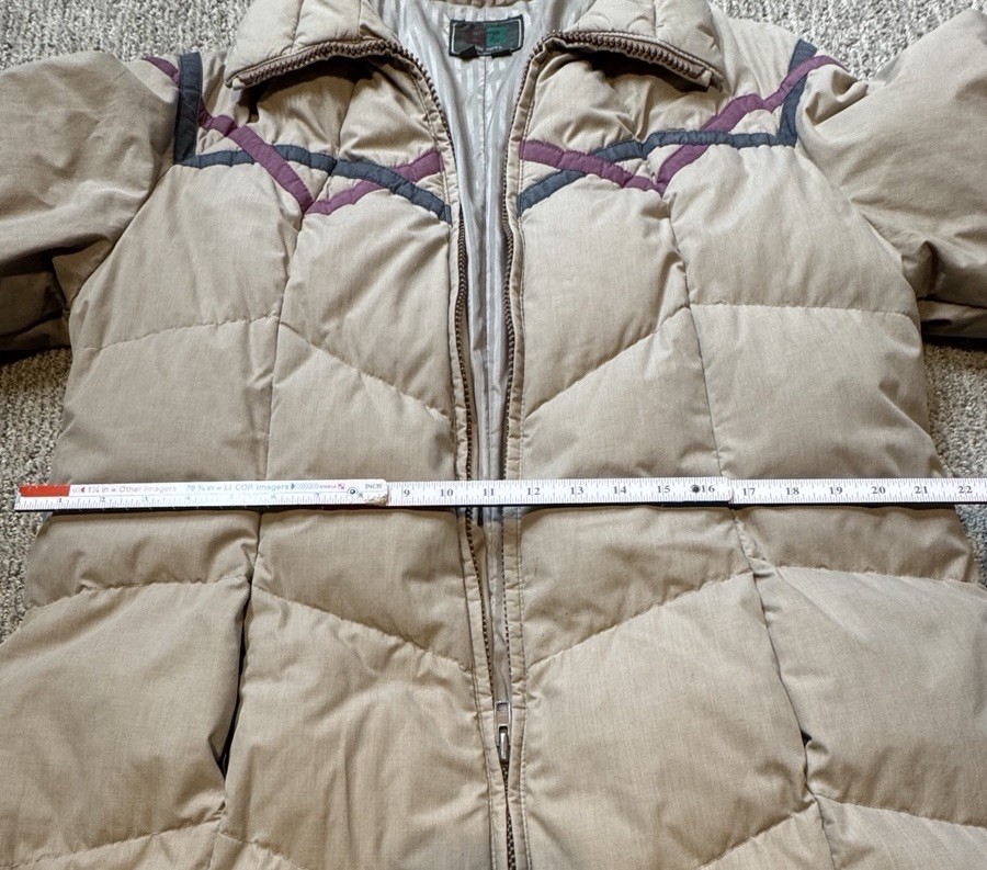 Vintage 70s Puffer Puffy Bubble Down Fill Insulated Long Quilted Coat Womens L