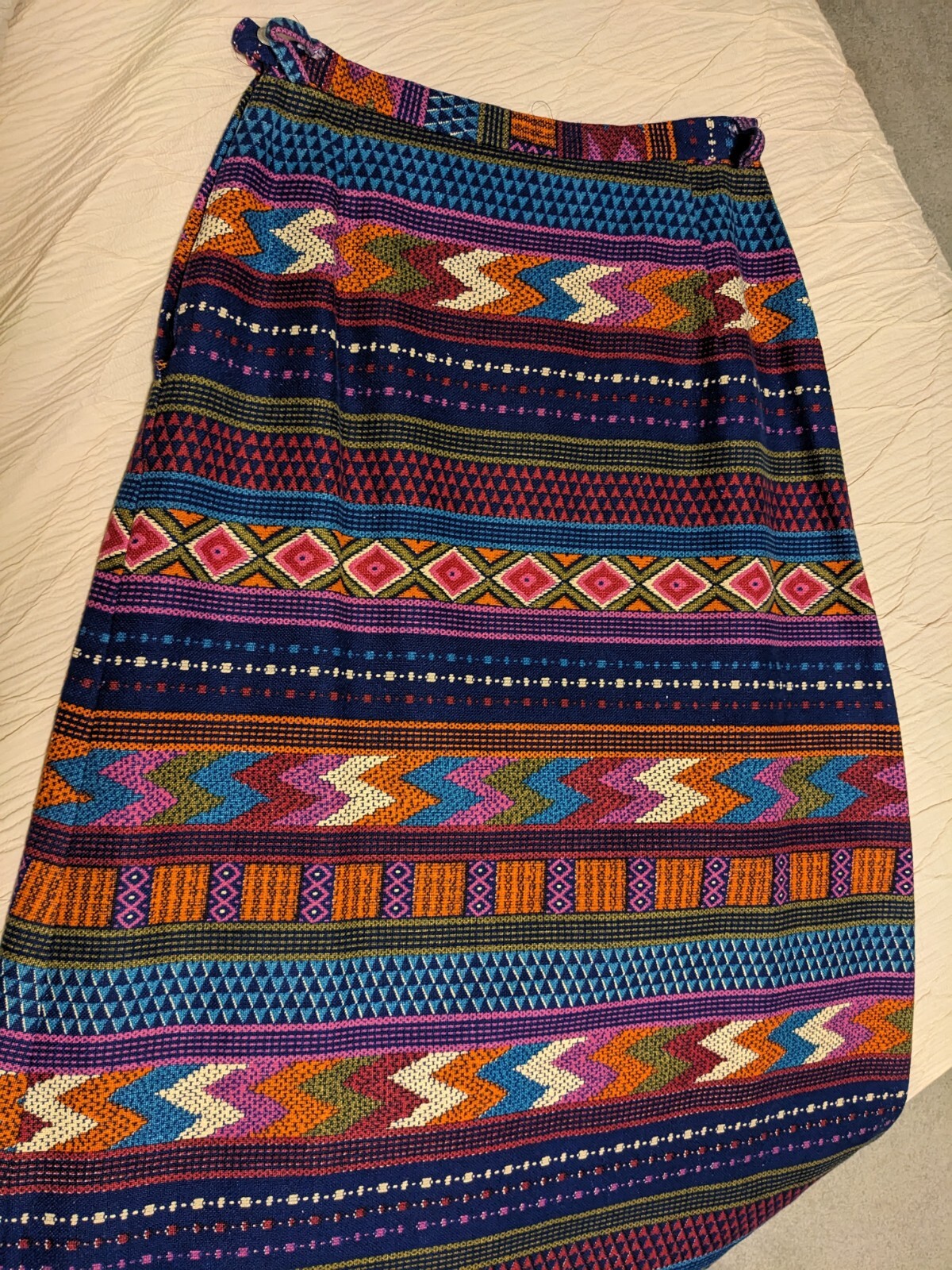 1960-70s maxi skirt vintage patterned vivid bright boho retro