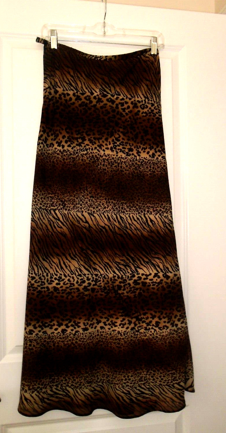 Gantos Brown Shade Animal Print Trumpet Style Skirt Fully Lined Size 8 Made USA!
