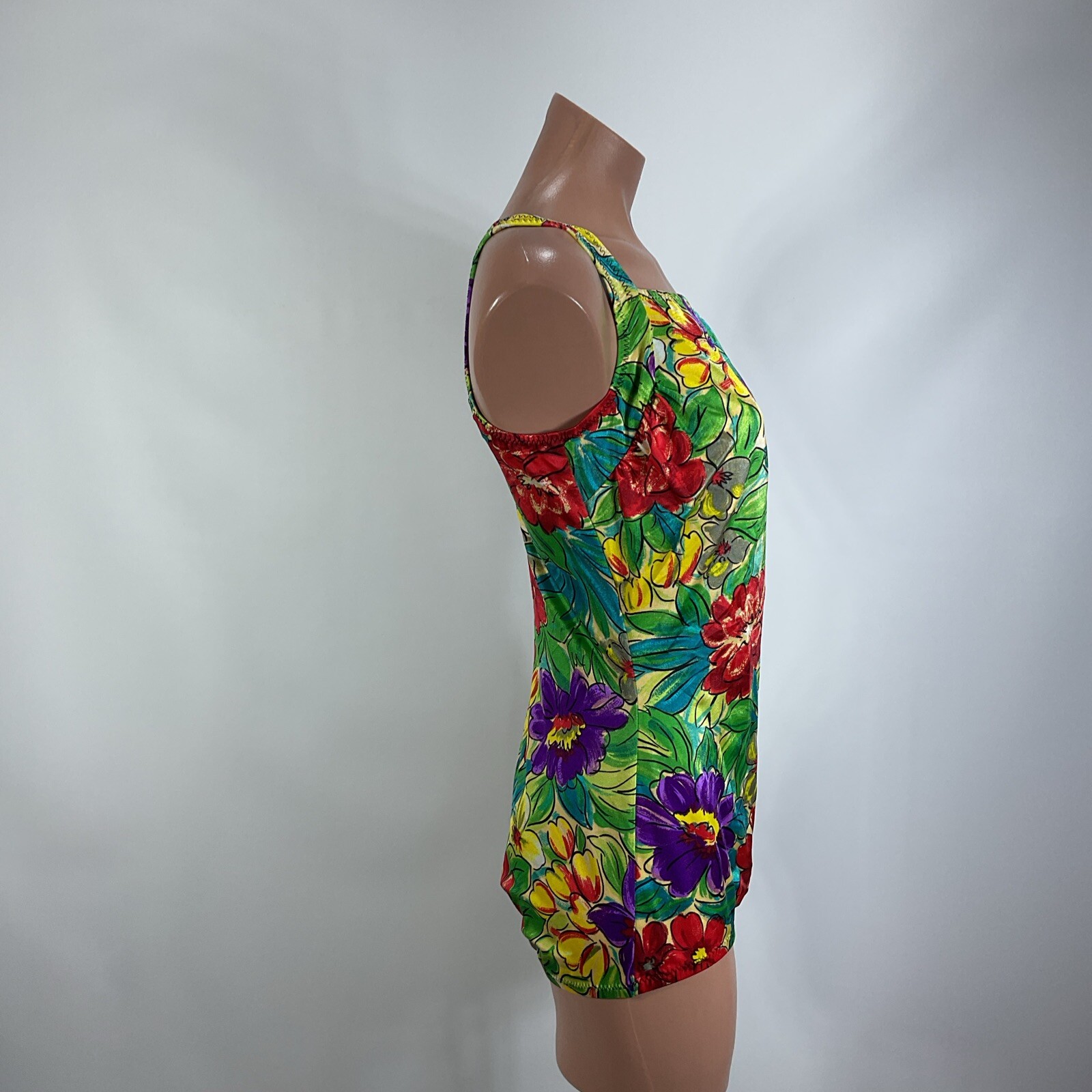 Vintage Jodee Swimsuit 50s 40s Style Floral Metallic Pin Up sz 16