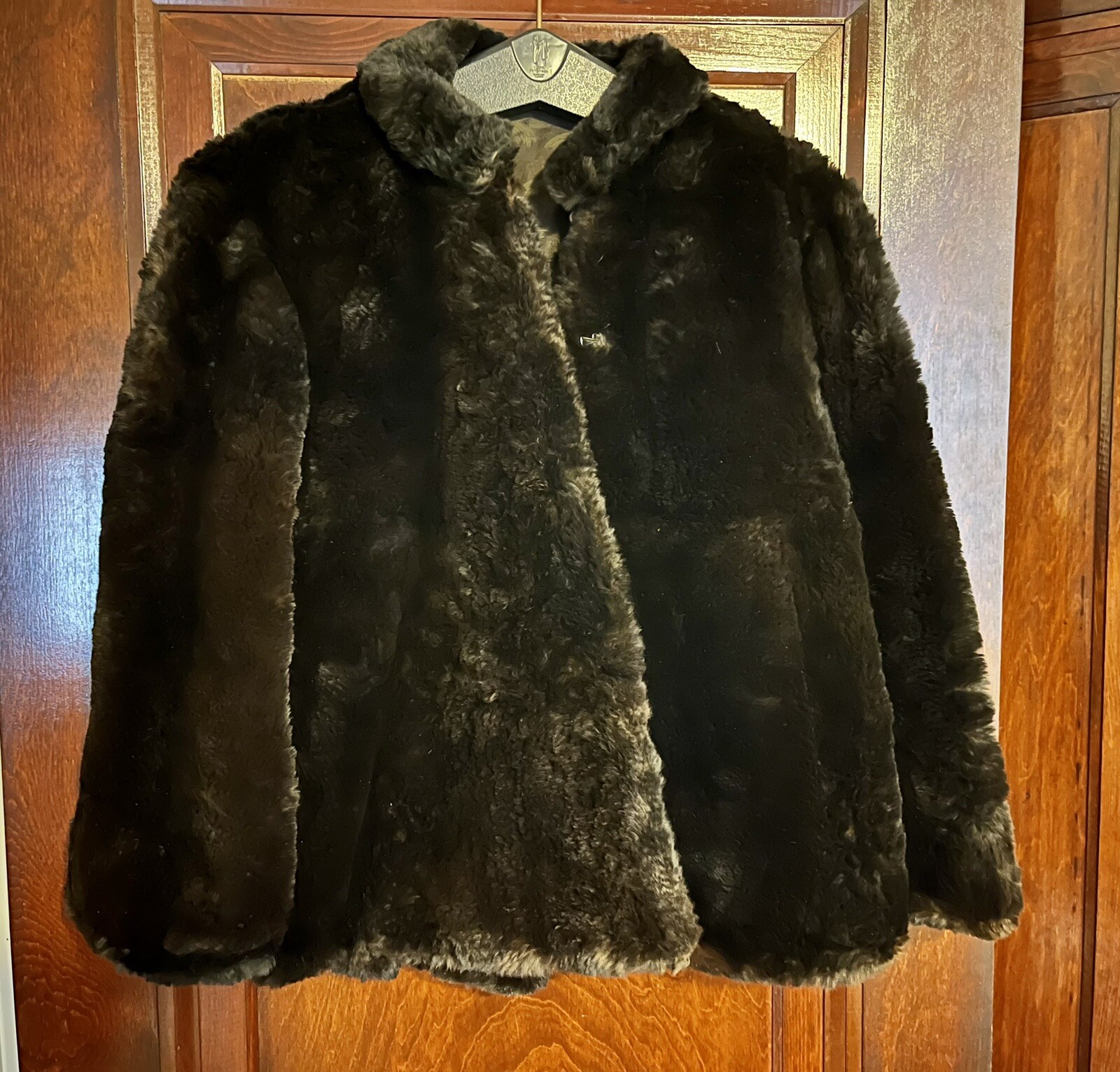True Vintage 30s 40s Women’s Lined Rabbit Fur Coat Jacket Long Sleeve