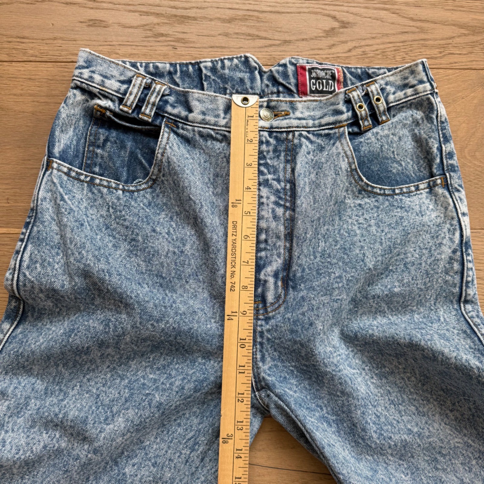Vintage Jordache Gold High Waisted Acid Wash Tapered Jeans Womens 13/14 Blue